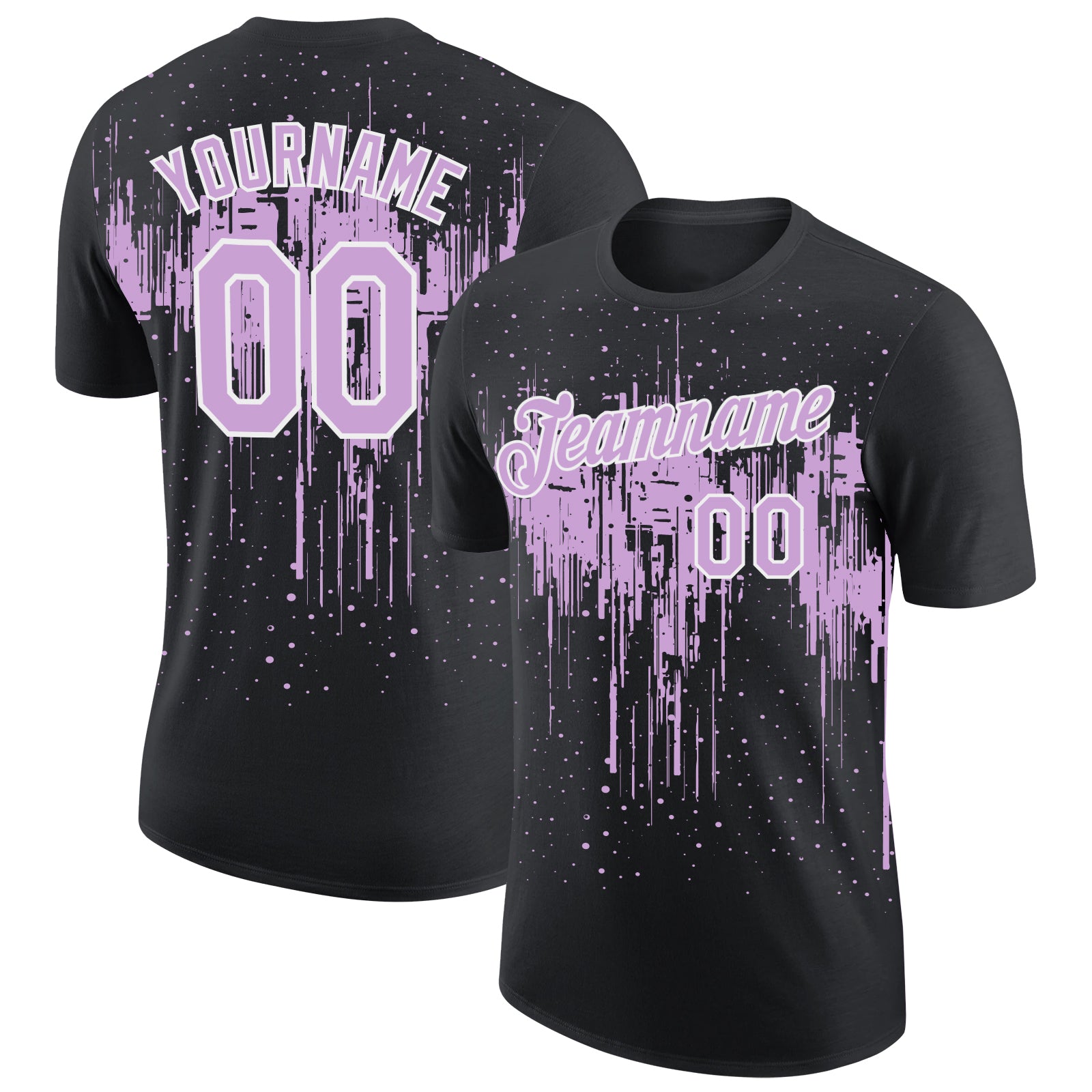 Custom Black Light Purple-White Dripping Splatter Paint Performance T-Shirt