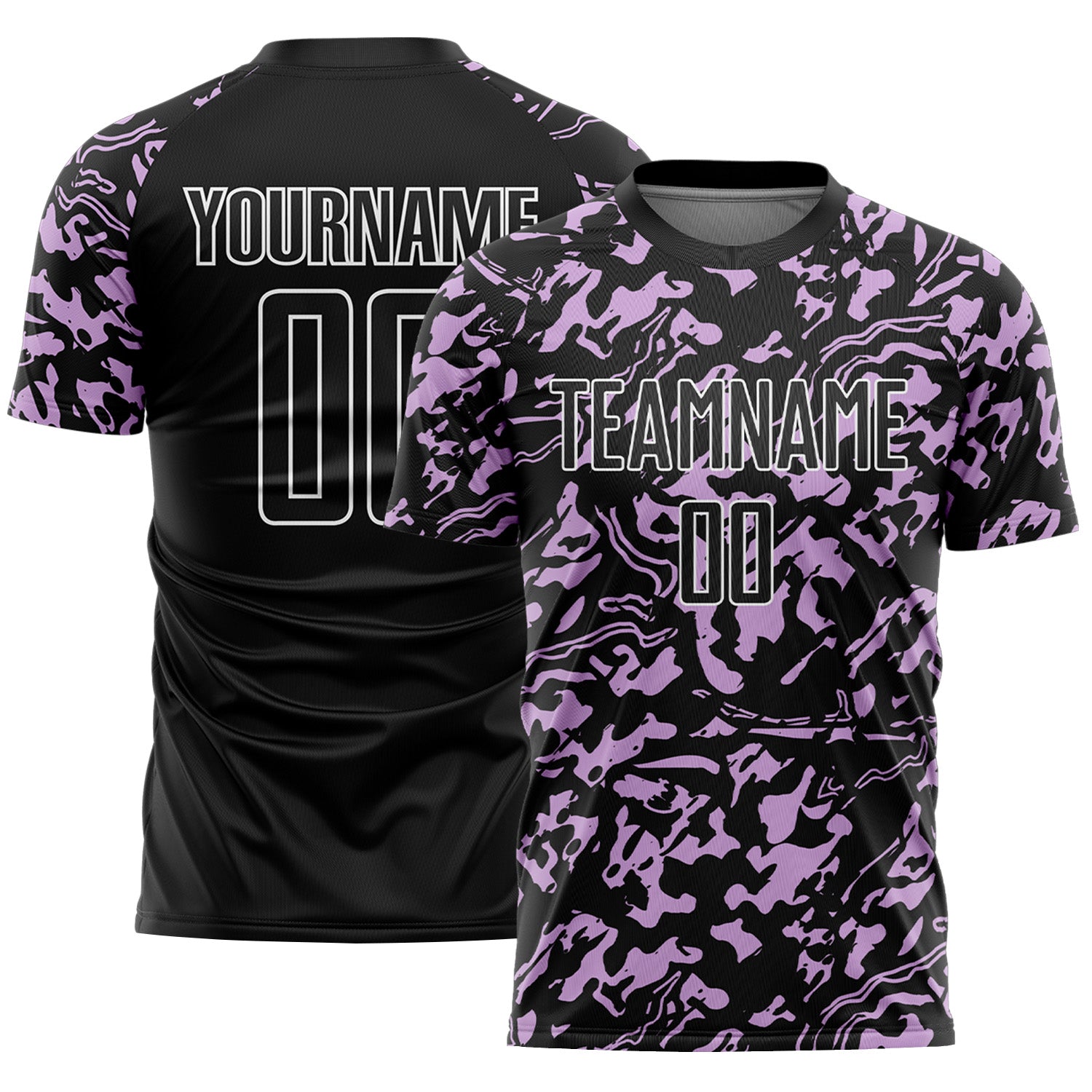 Custom Black Light Purple-White Liquid Fluid Pattern Sports Sublimation Soccer Uniform Jersey