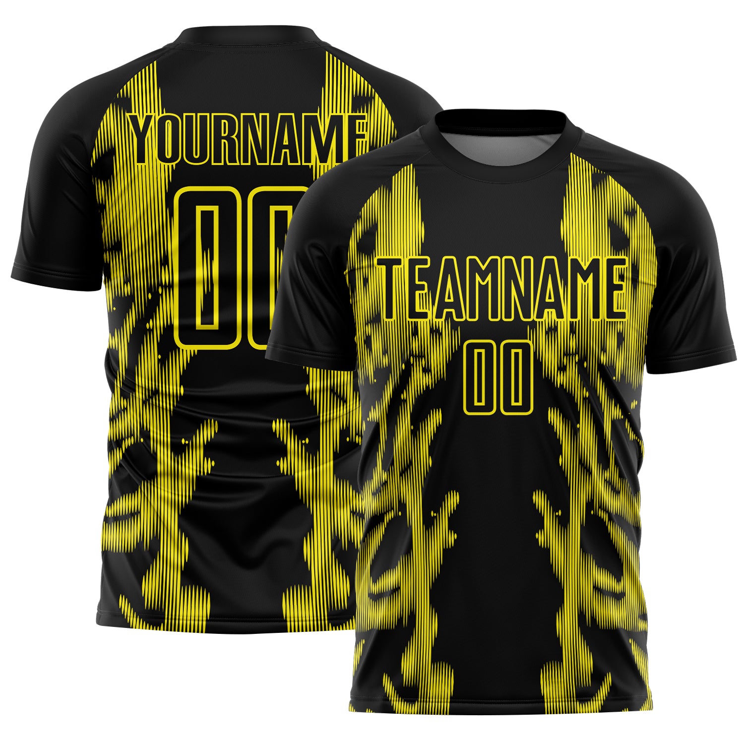 Custom Black Light Yellow Brasil Digital Lines Sublimation Soccer Uniform Jersey