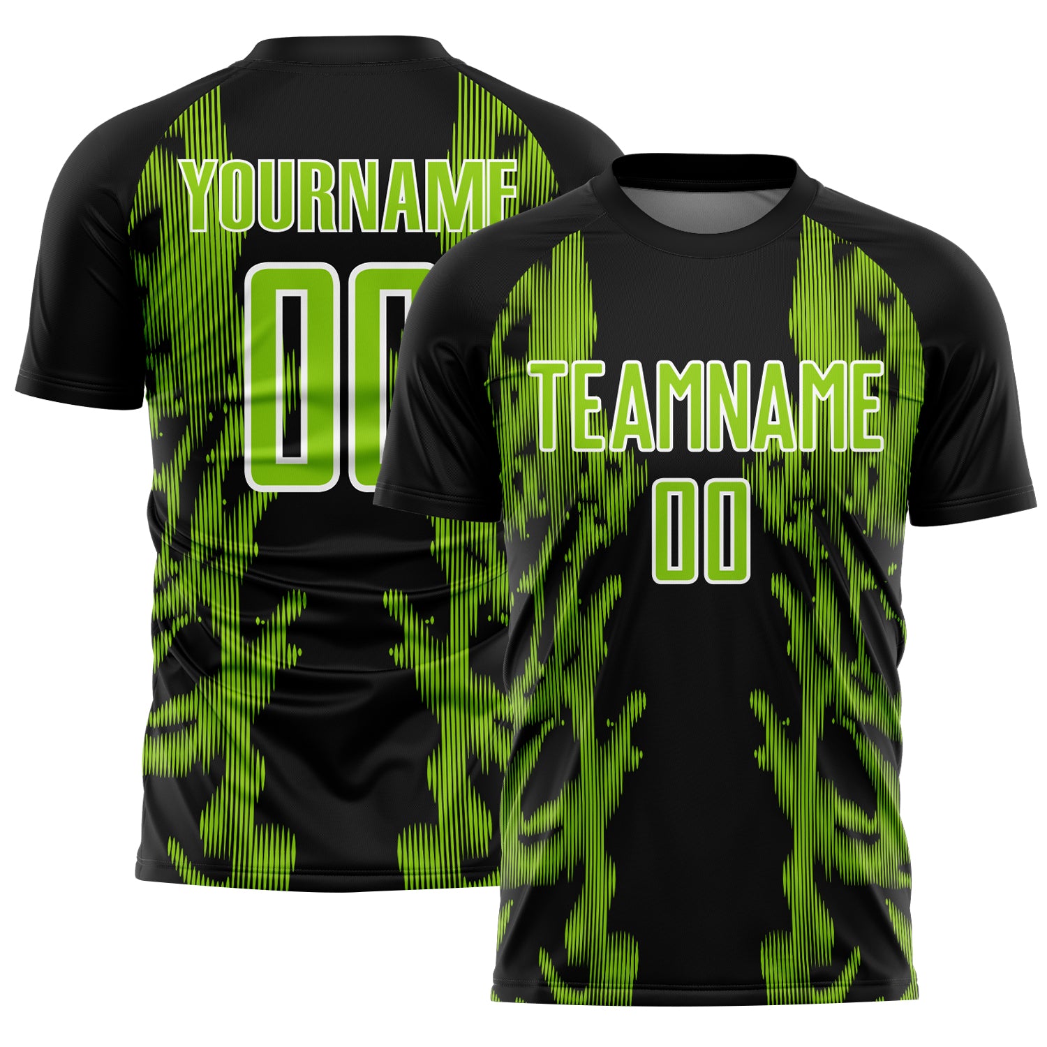 Custom Black Neon Green-White Brasil Digital Lines Sublimation Soccer Uniform Jersey