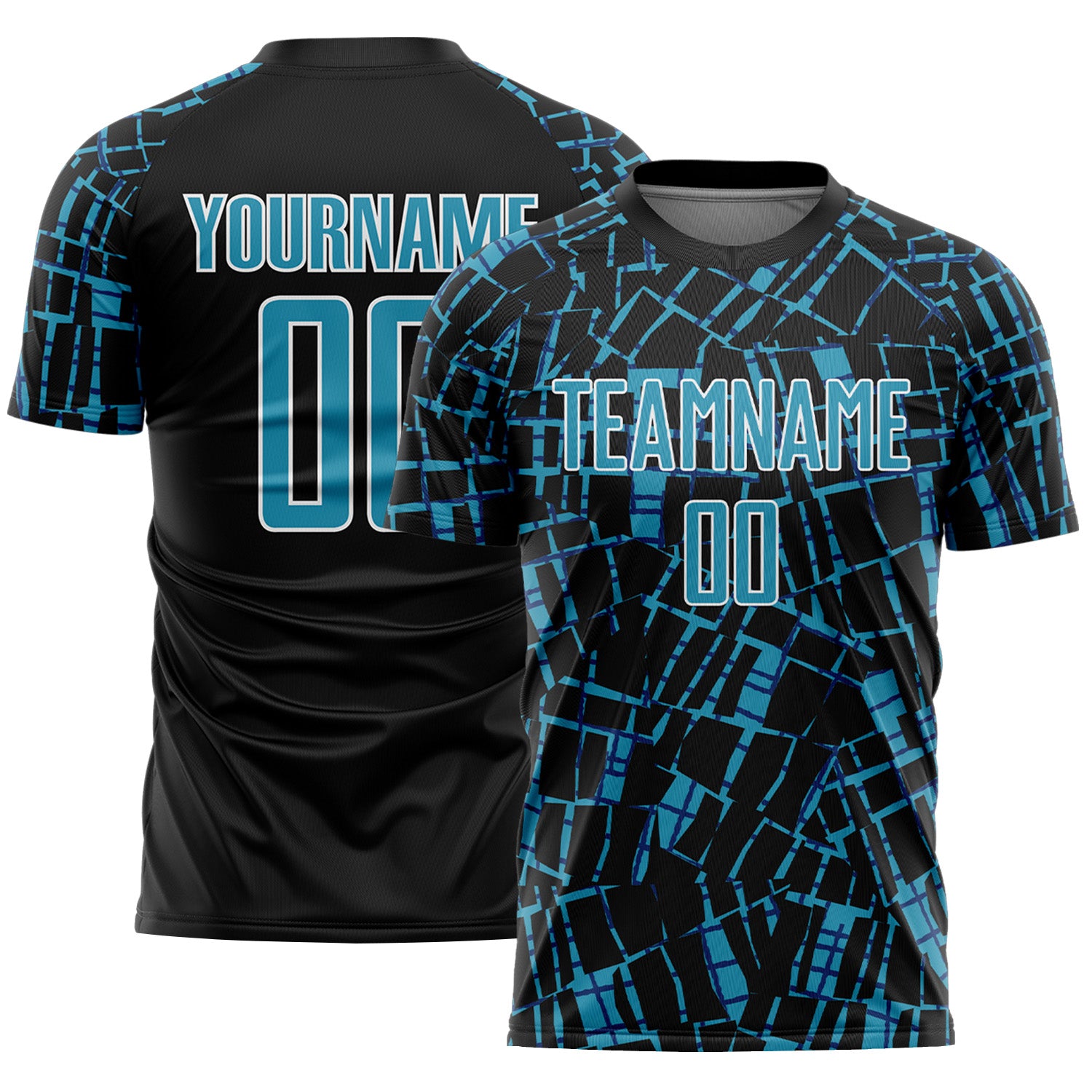 Custom Black Panther Blue-White Abstract Line Sports Sublimation Soccer Uniform Jersey