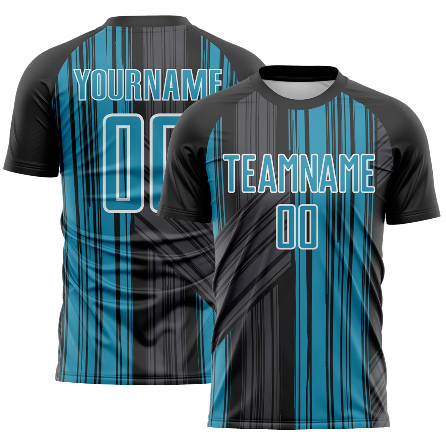 Custom Black Panther Blue-White Brush Stroke Fluid Stripes Sublimation Soccer Uniform Jersey