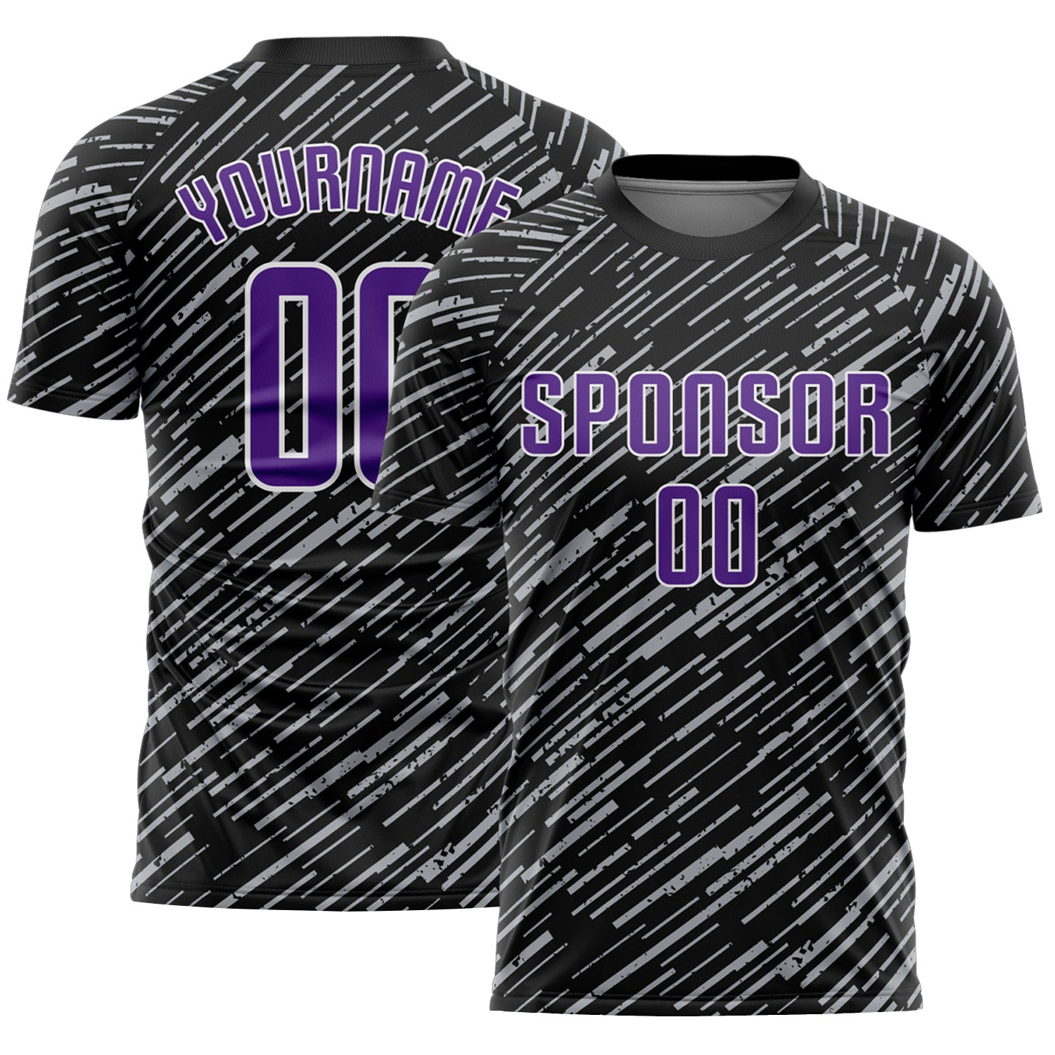 Custom Black Purple Gray-White Line Sports Sublimation Soccer Uniform Jersey