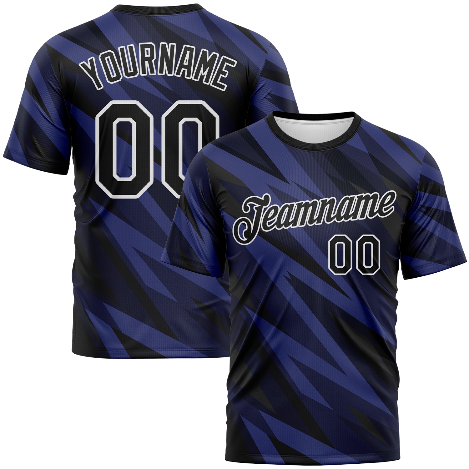 Custom Black Purple-White 3D Pattern Jagged Stripe Lightning Bolt Performance T-Shirt