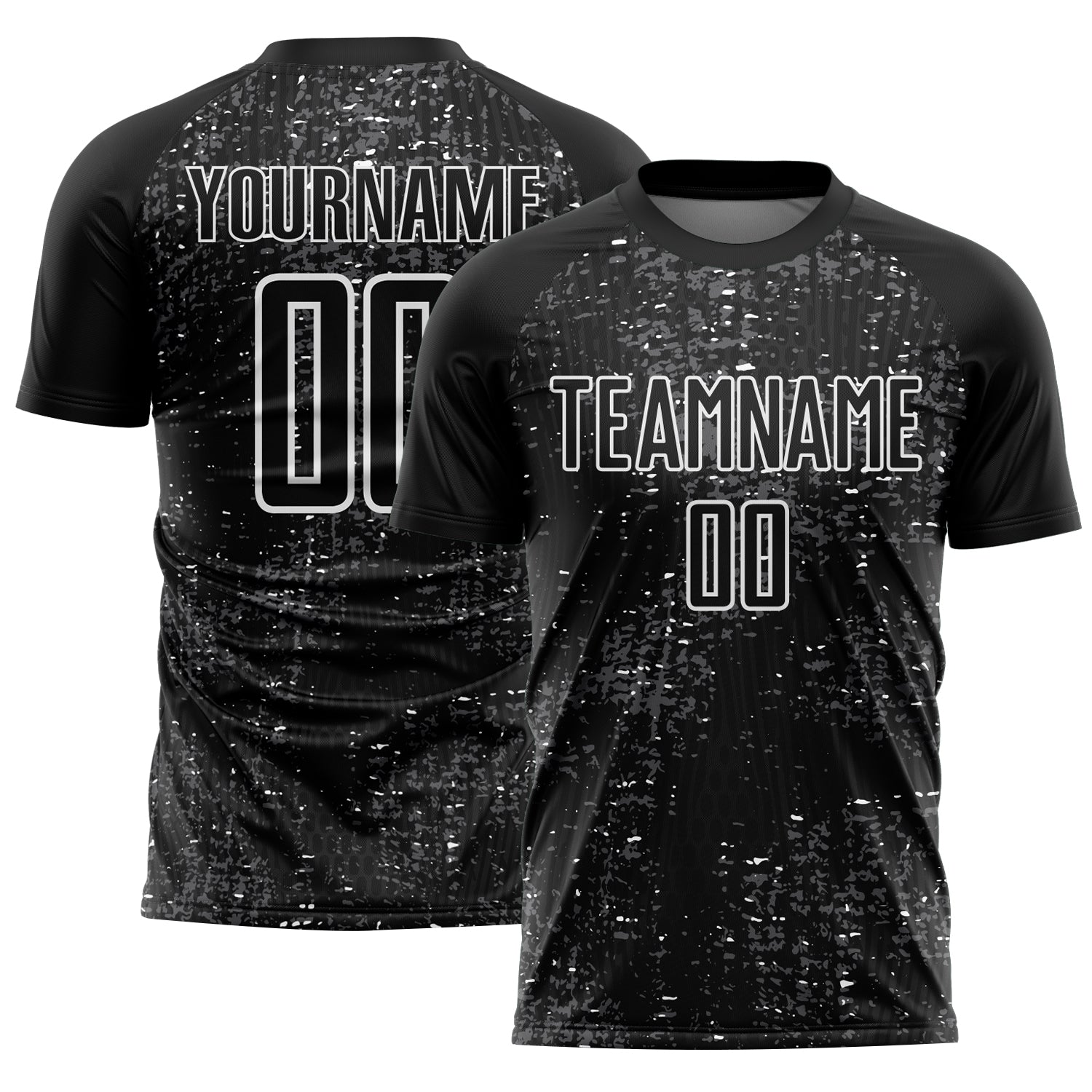 Custom Black Steel Gray-White France Speckle Sublimation Soccer Uniform Jersey