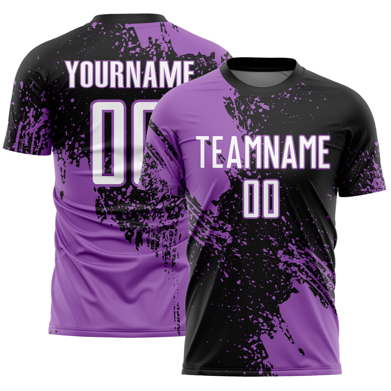 Custom Black White-Medium Purple Abstract Brush Stroke Sports Sublimation Soccer Uniform Jersey