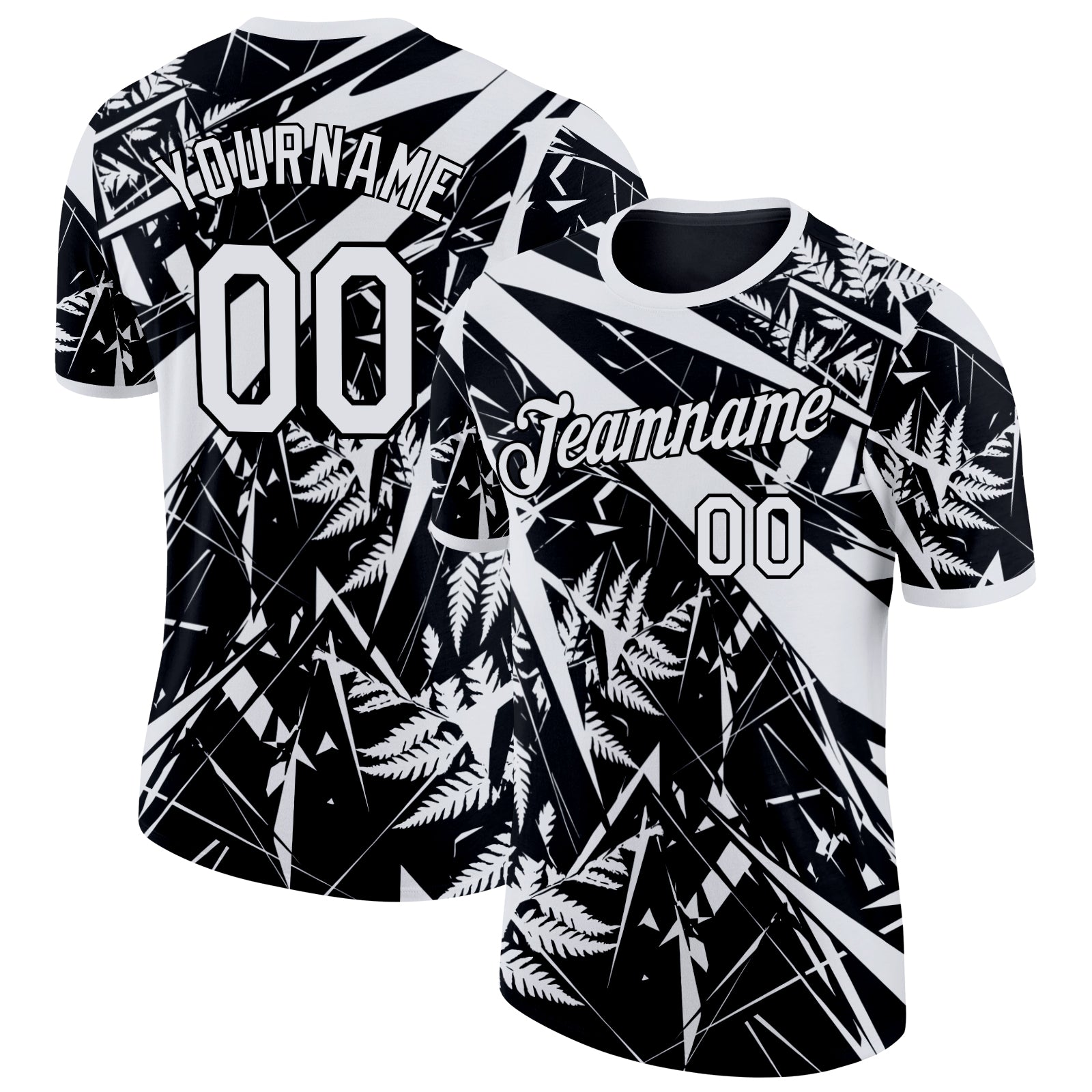 Custom Black White New Zealand Silver Fern Performance T-Shirt