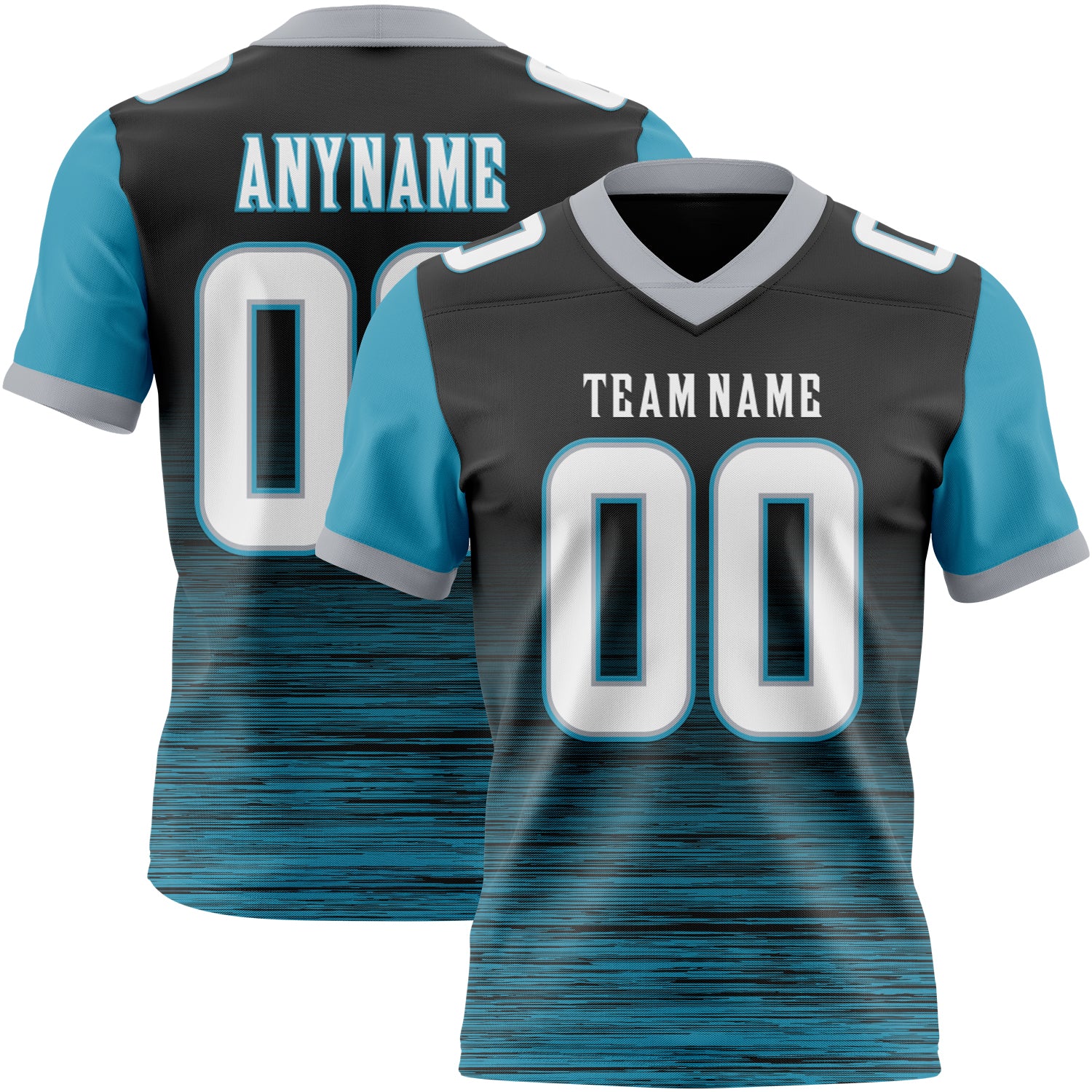 Custom Black White Panther Blue-Gray Authentic Fluid Scratch Waves Football Jersey