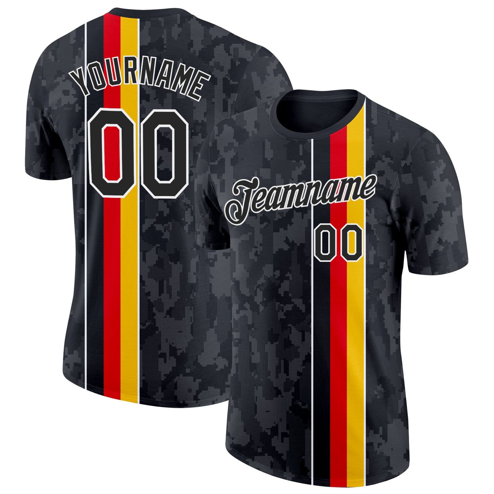 Custom Black Yellow Red-White Germany Stripe Performance T-Shirt