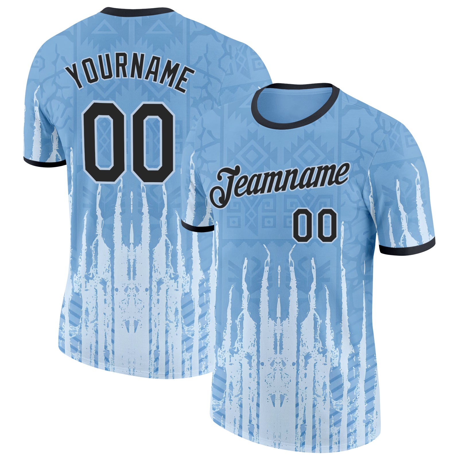 Custom Blue Black Argentina Abstract Performance T-Shirt