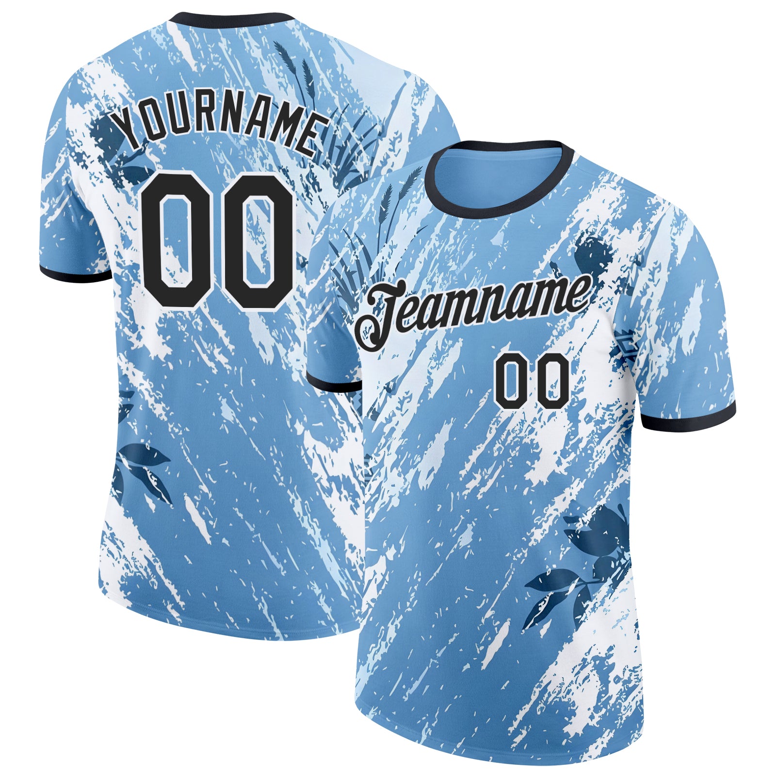 Custom Blue Black-White Argentina Splash Performance T-Shirt