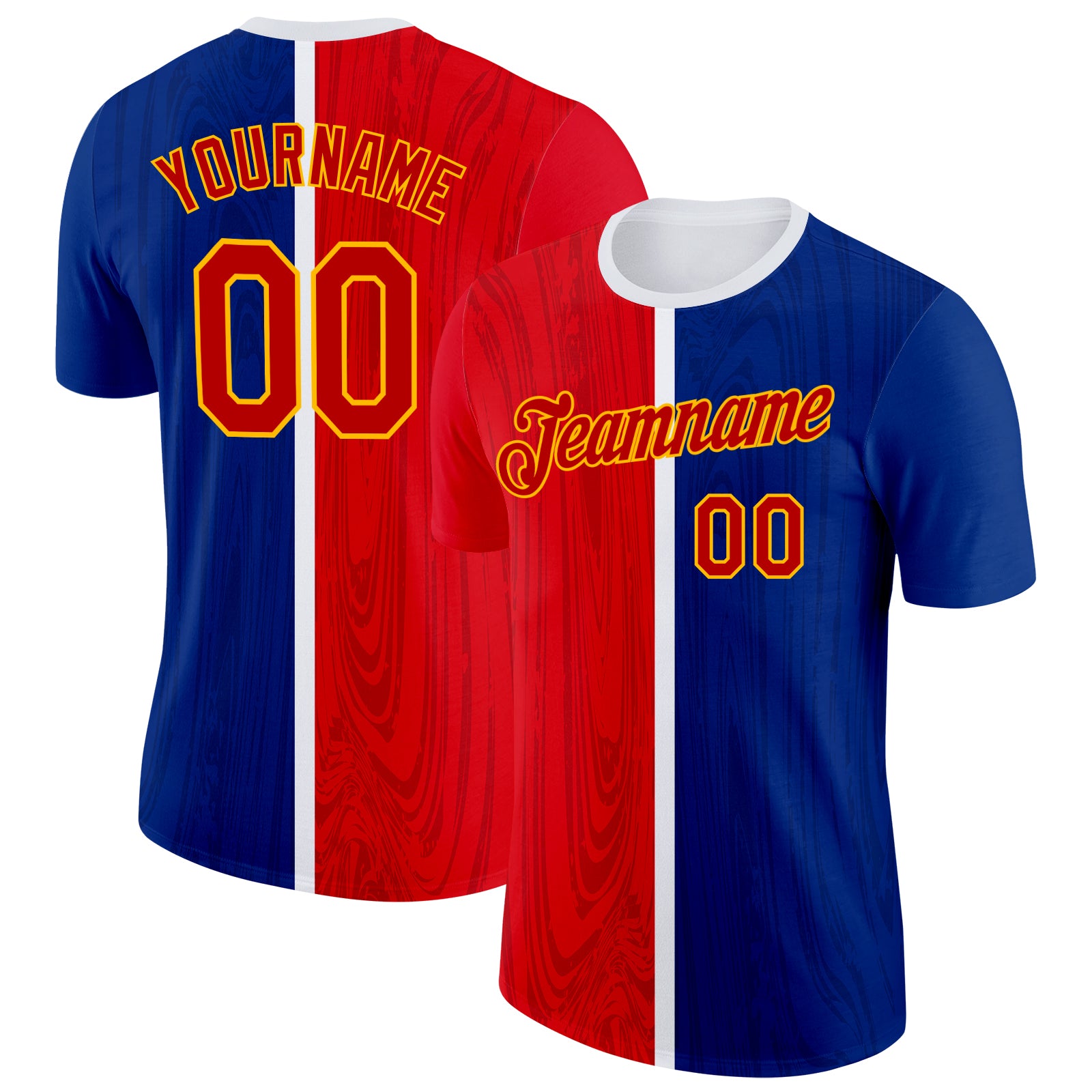 Custom Blue Red Gold-White Haiti Subtle Performance T-Shirt
