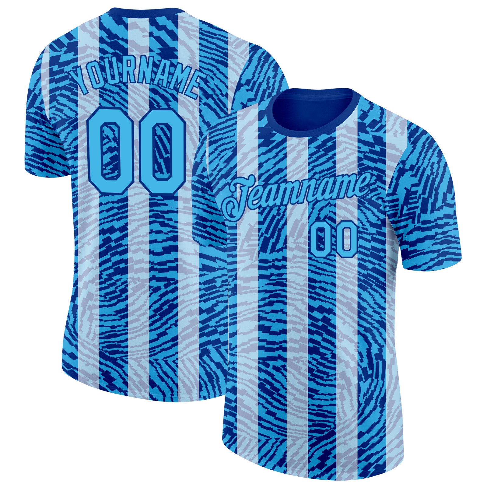 Custom Blue Sky Blue-Royal Uruguay Stripe Performance T-Shirt