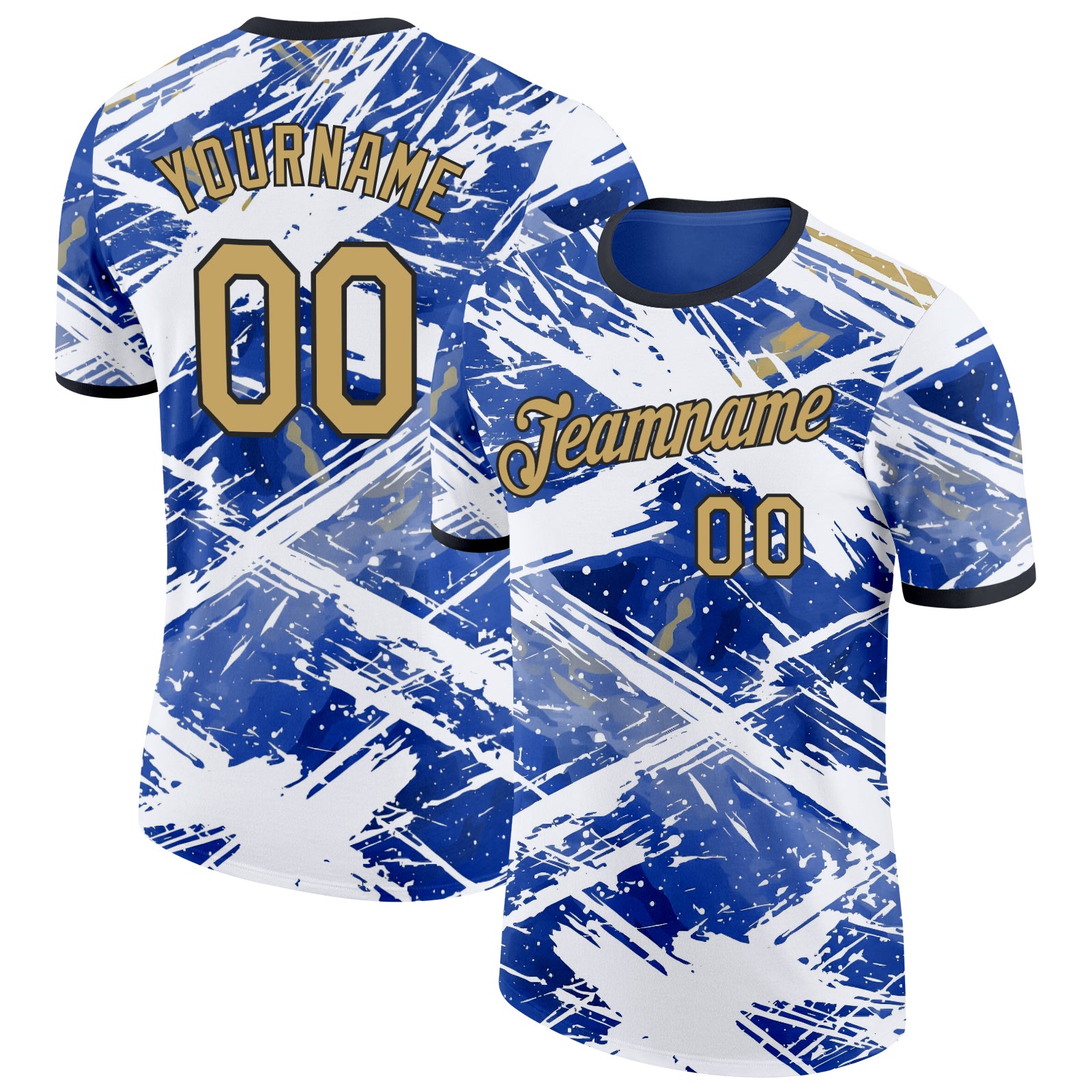 Custom Blue Vegas Gold Black-White Argentina Splash Performance T-Shirt
