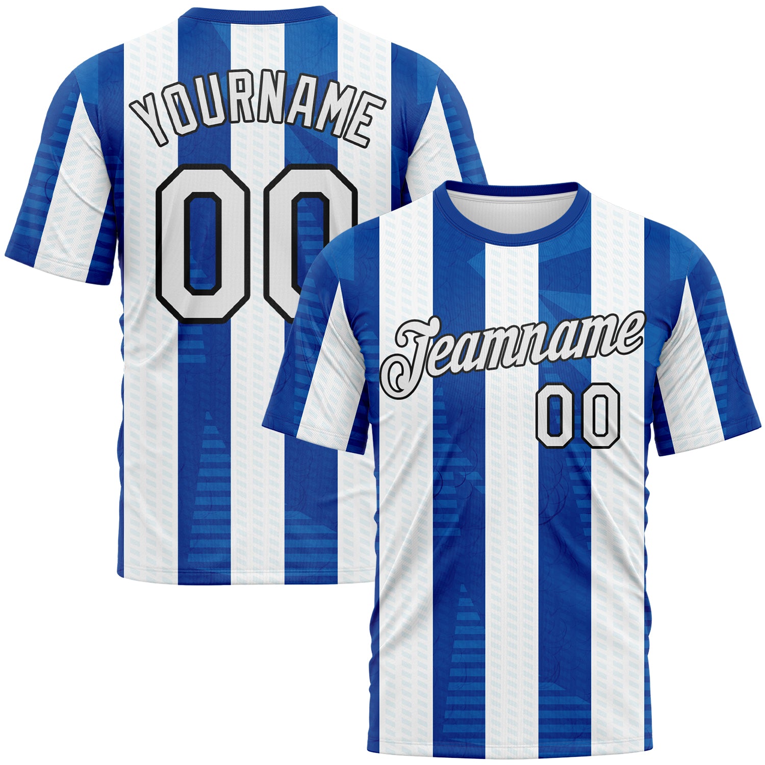 Custom Blue White-Black 3D Pattern Vertical Stripe Vintage Style Performance T-Shirt