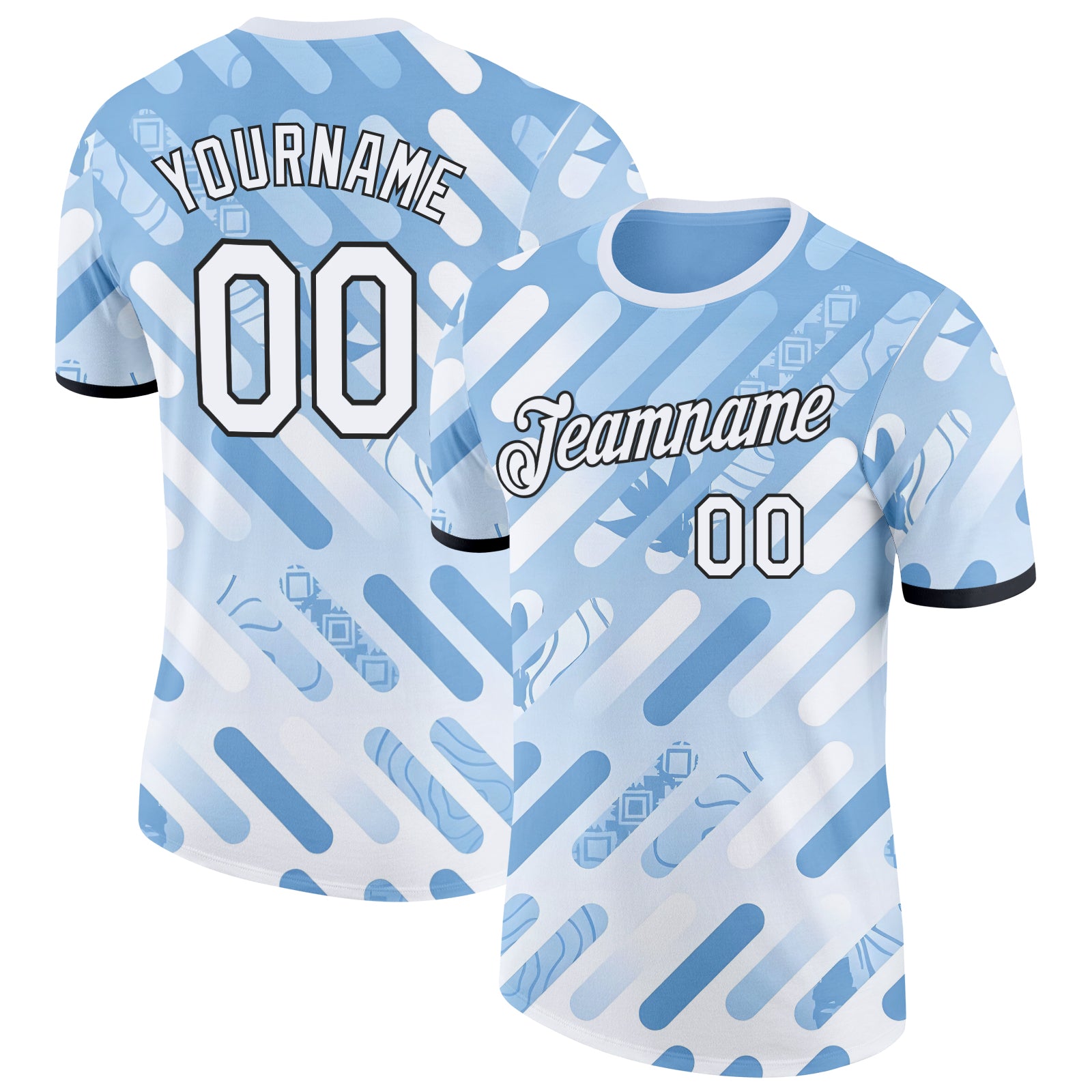 Custom Blue White-Black Argentina Ceibo Line Performance T-Shirt