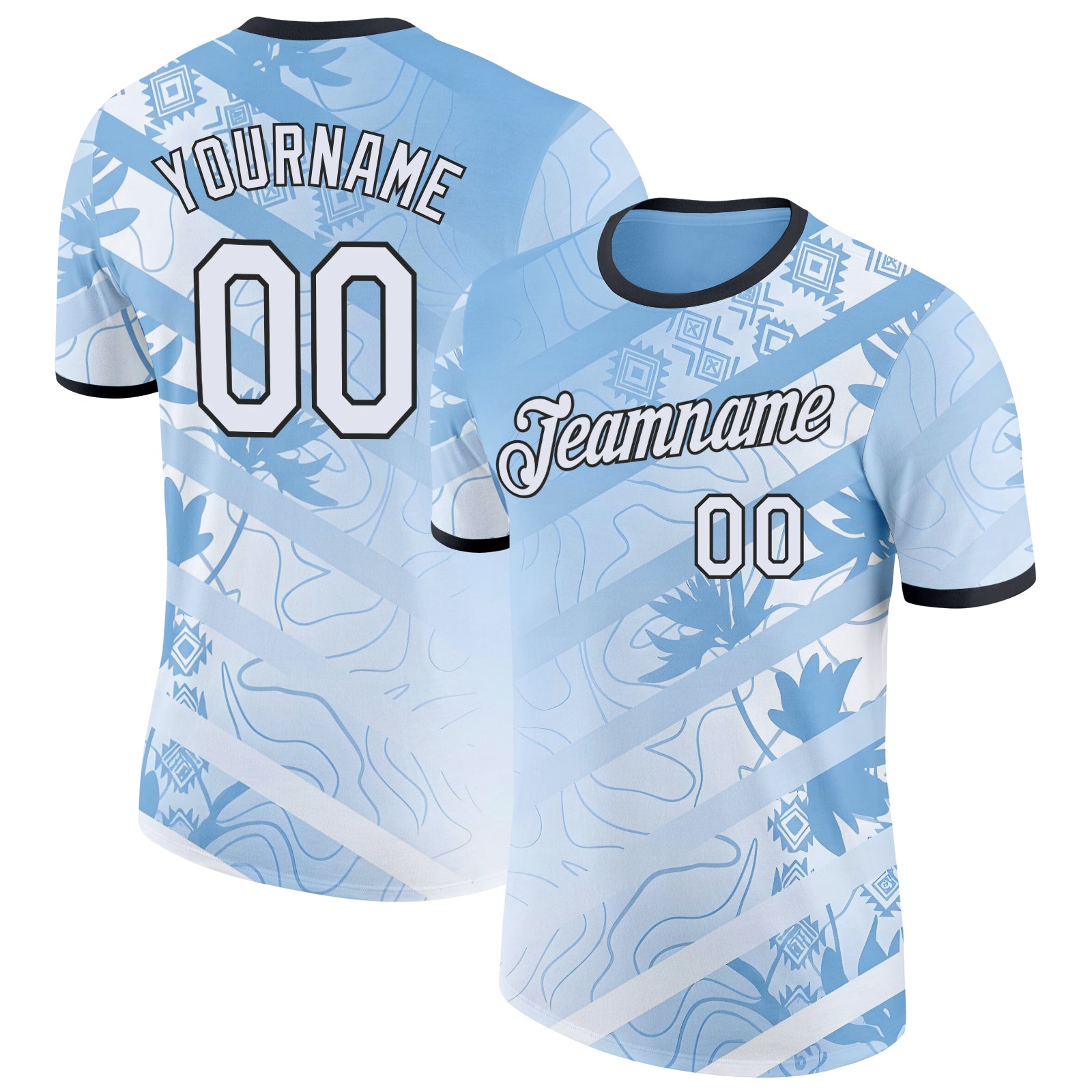 Custom Blue White-Black Argentina Ceibo Performance T-Shirt