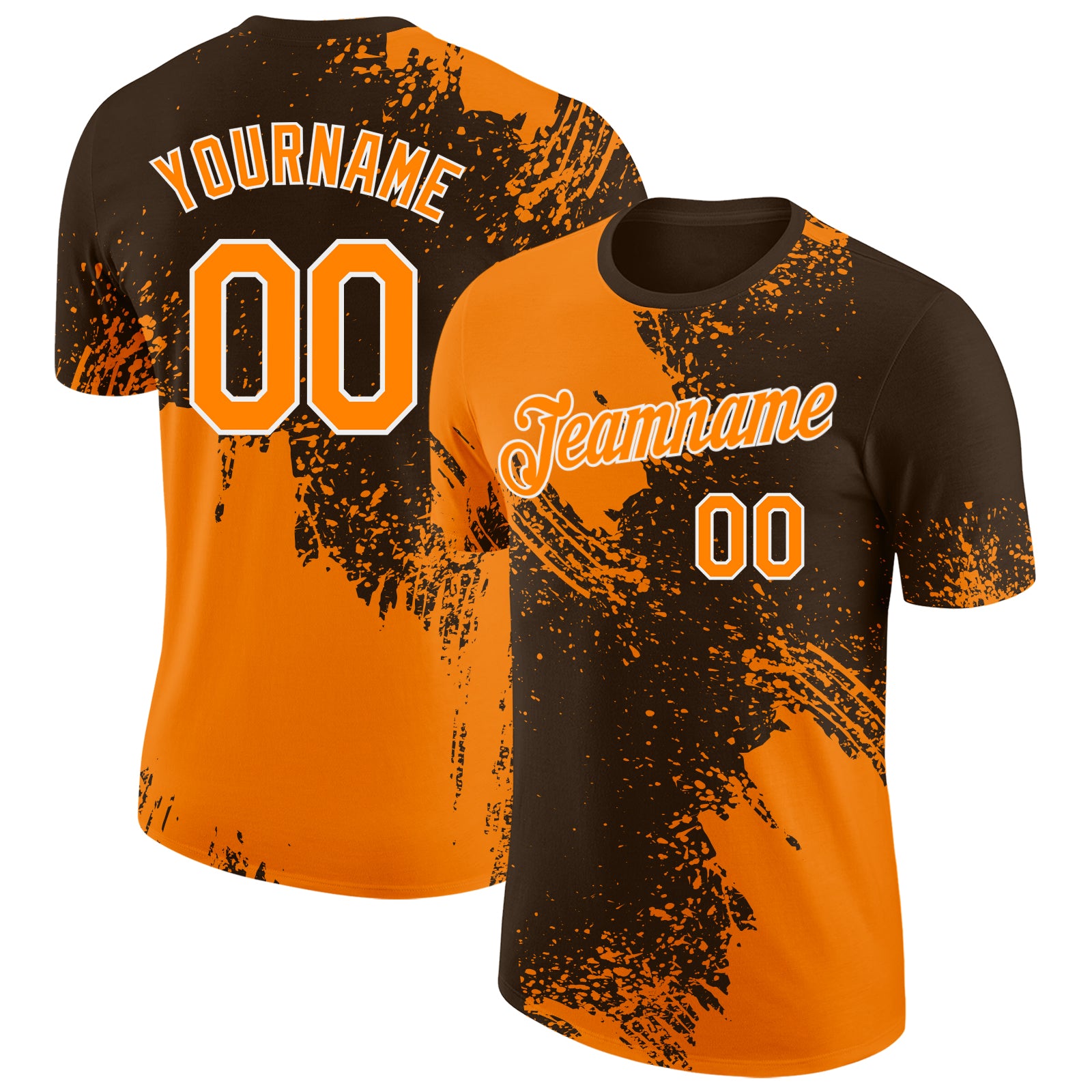 Custom Brown Bay Orange-White Abstract Brush Stroke Performance T-Shirt