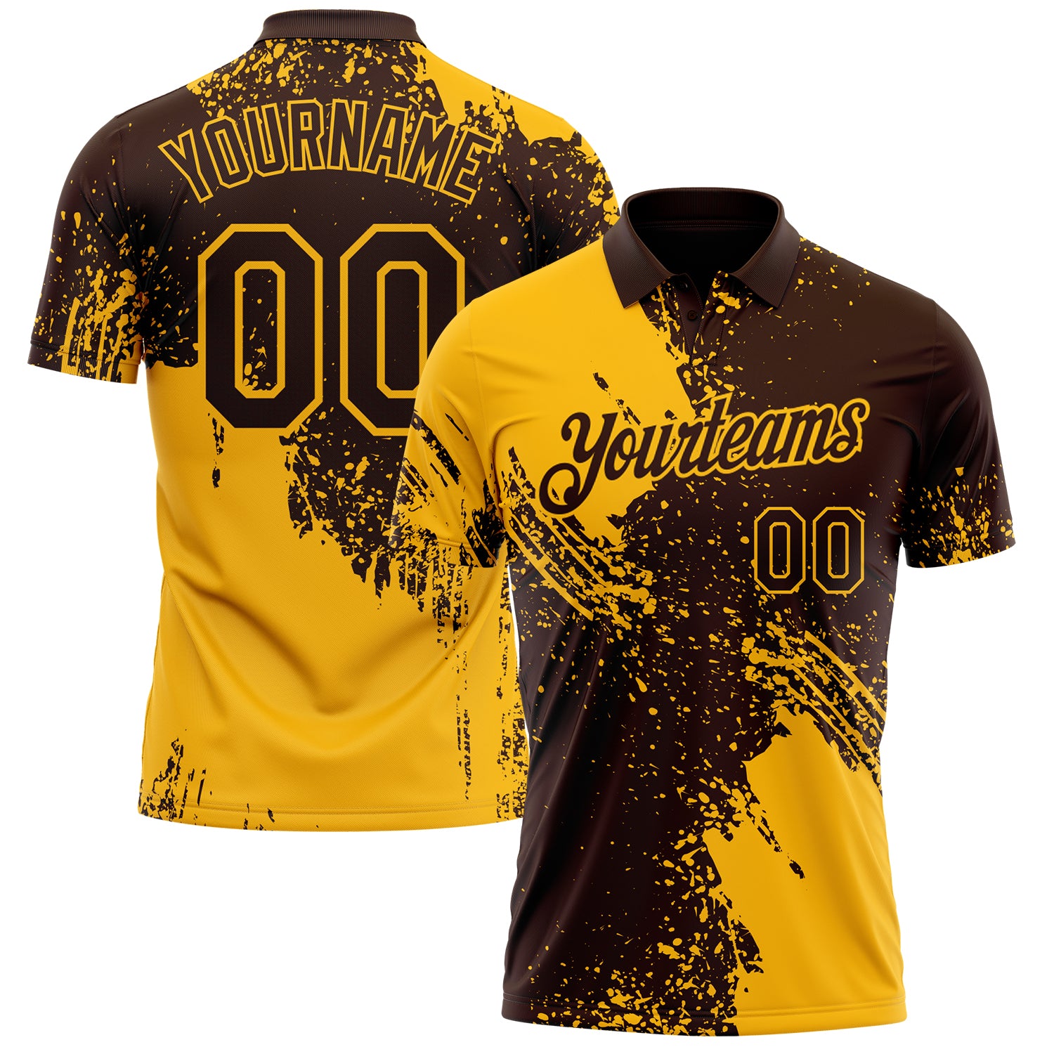 Custom Brown-Gold Distressed Scratch Brush Stroke Performance Polo Shirt