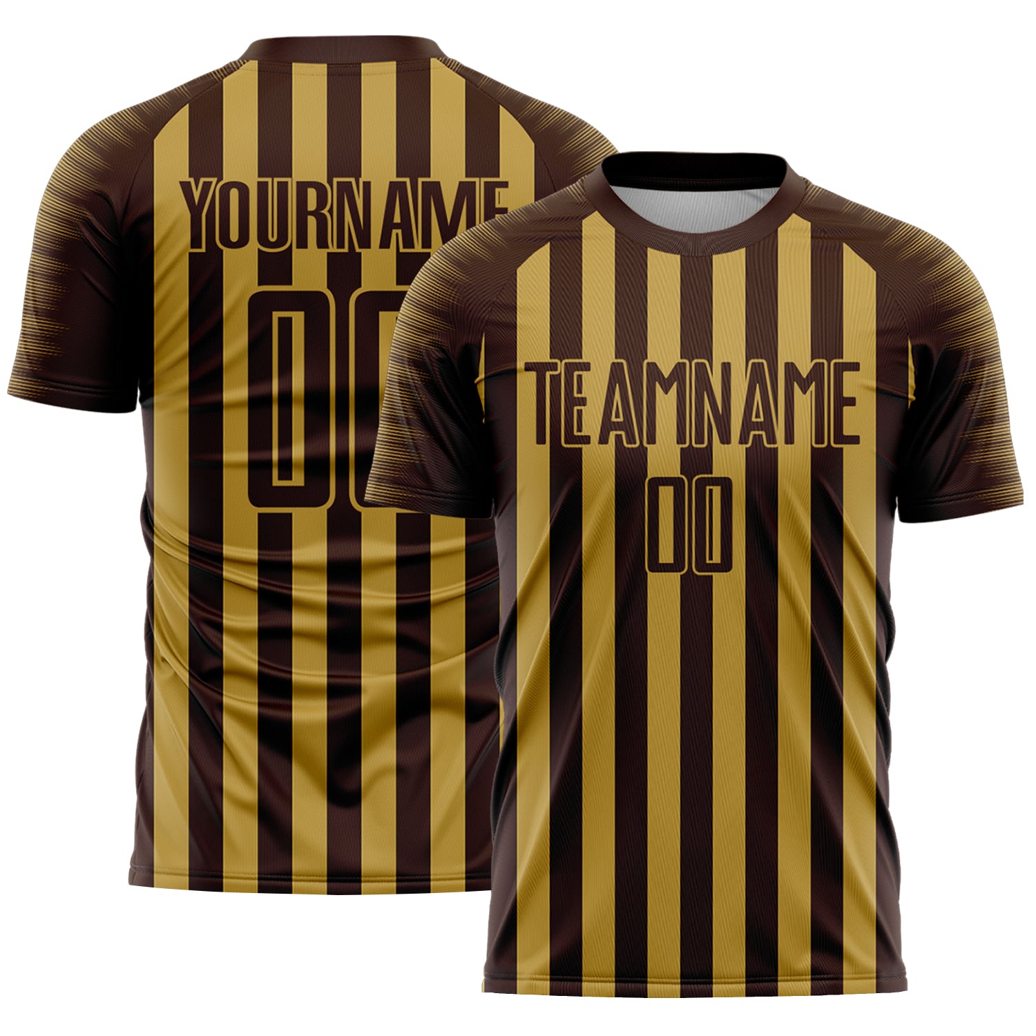 Custom Brown Old Gold Stripe Sports Sublimation Soccer Uniform Jersey