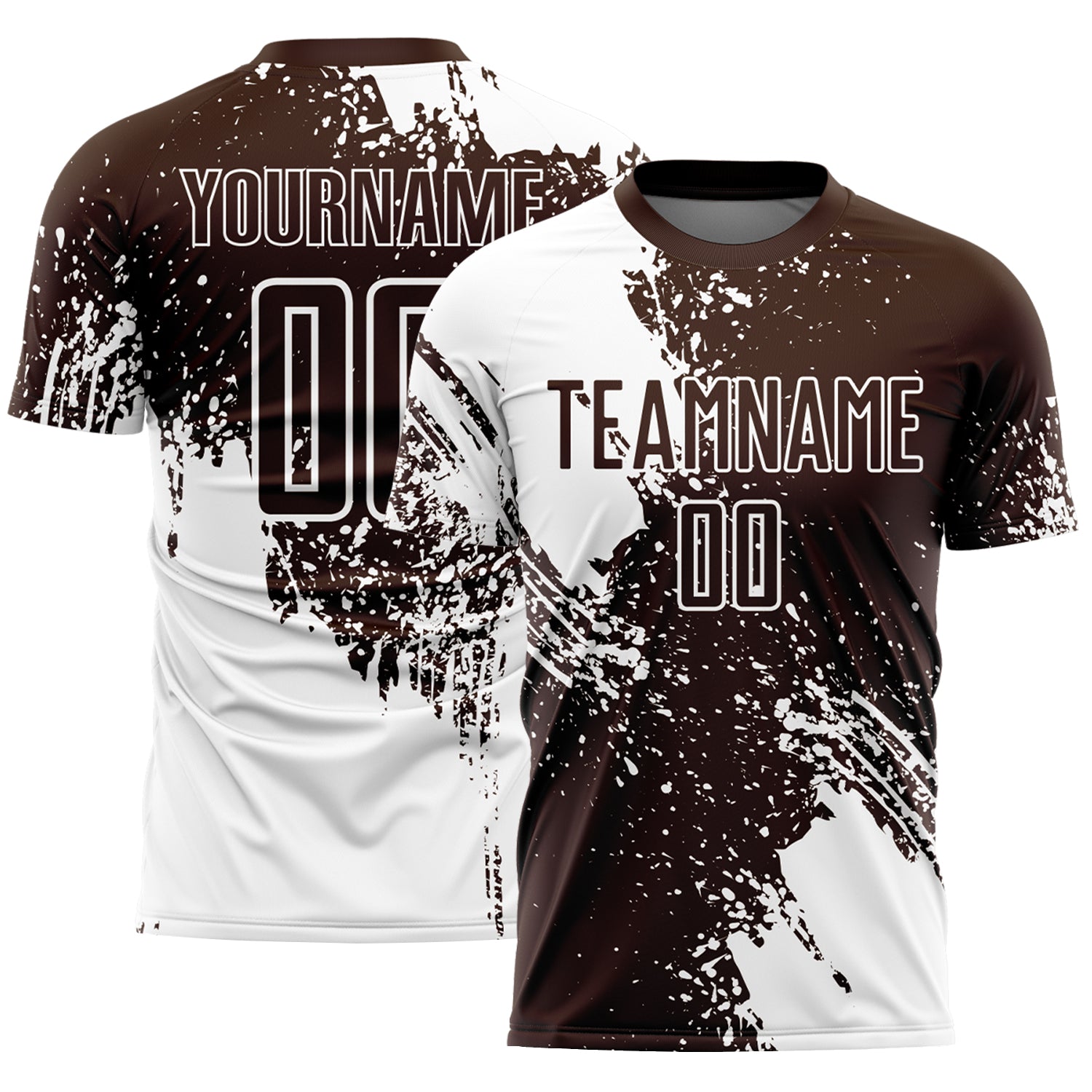 Custom Brown White Abstract Brush Stroke Sports Sublimation Soccer Uniform Jersey