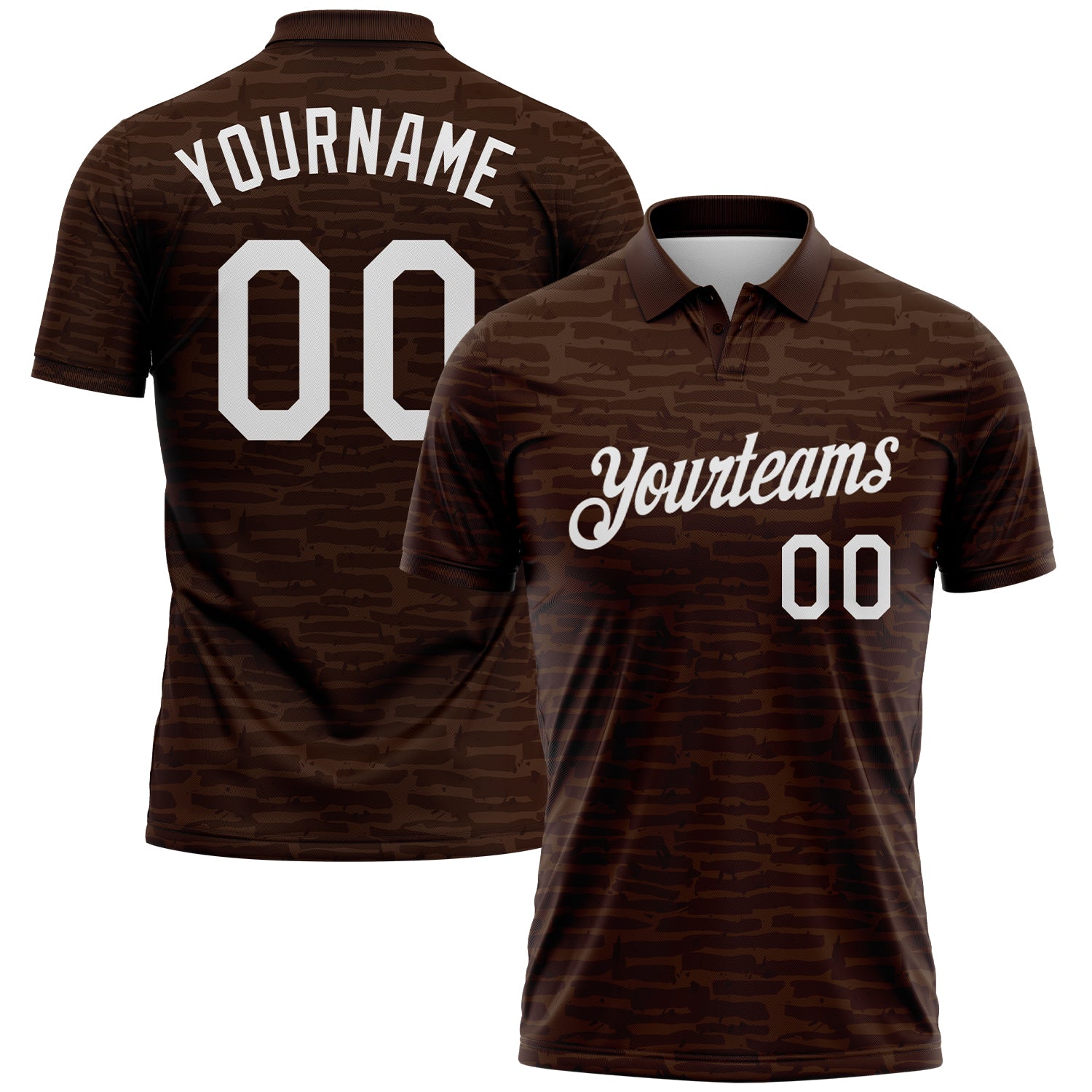 Custom Brown-White Distressed Fragment Brush Stroke Performance Polo Shirt