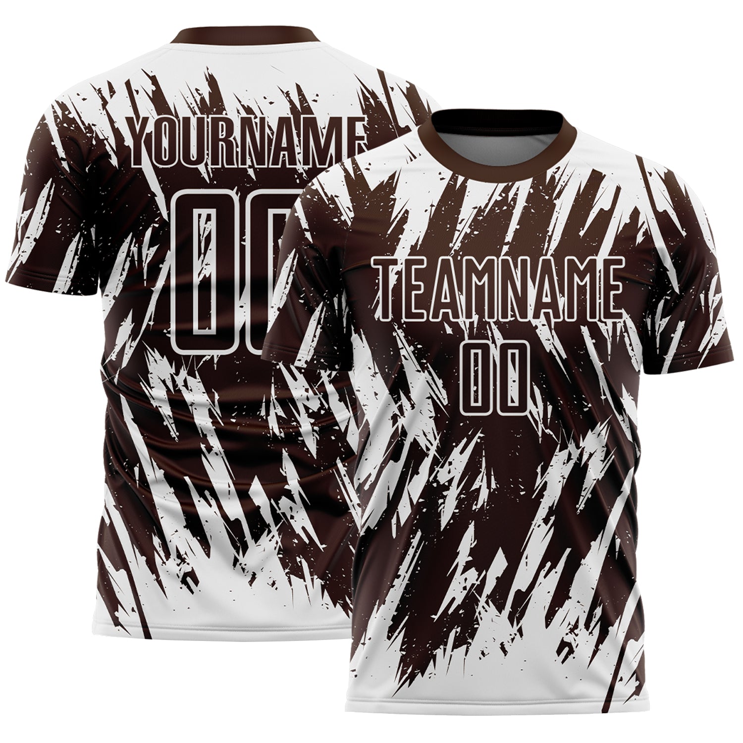 Custom Brown-White Splatter Torn Sharp Brush Stroke Sublimation Soccer Uniform Jersey
