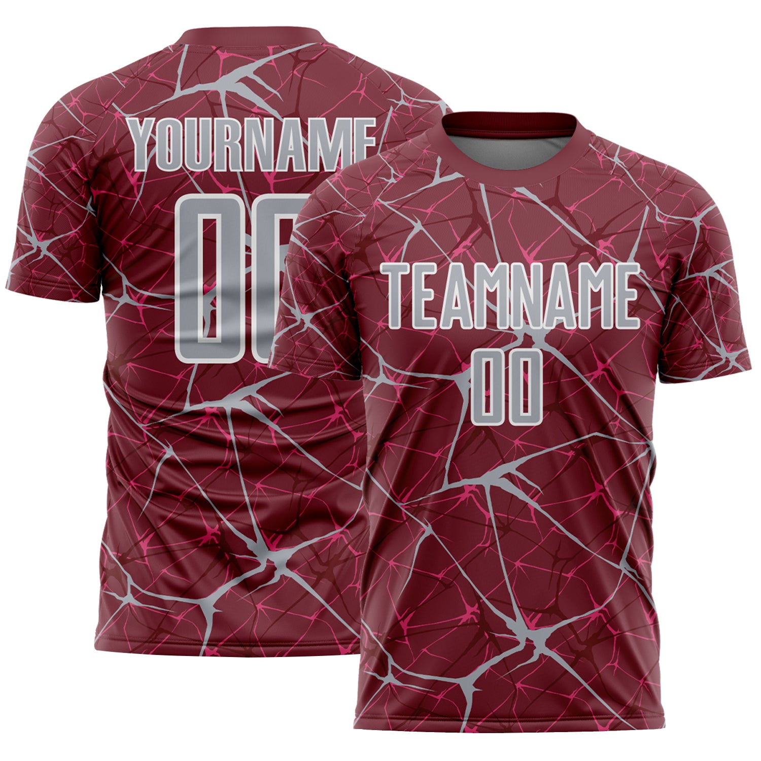 Custom Burgundy Gray-White Abstract Network Crackle Sublimation Soccer Uniform Jersey
