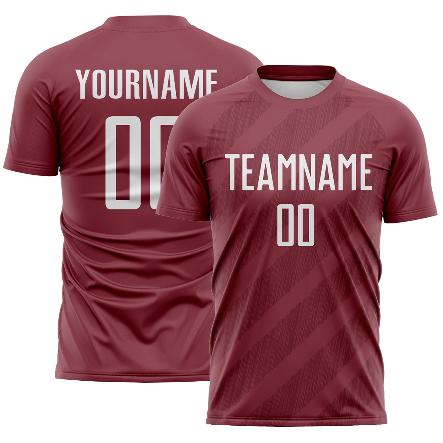 Custom Burgundy-White Diagonal Stripes Sublimation Soccer Uniform Jersey