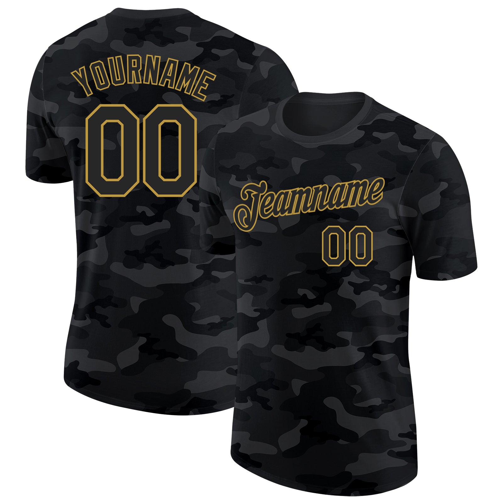 Custom Camo Black-Old Gold Salute To Service Performance T-Shirt
