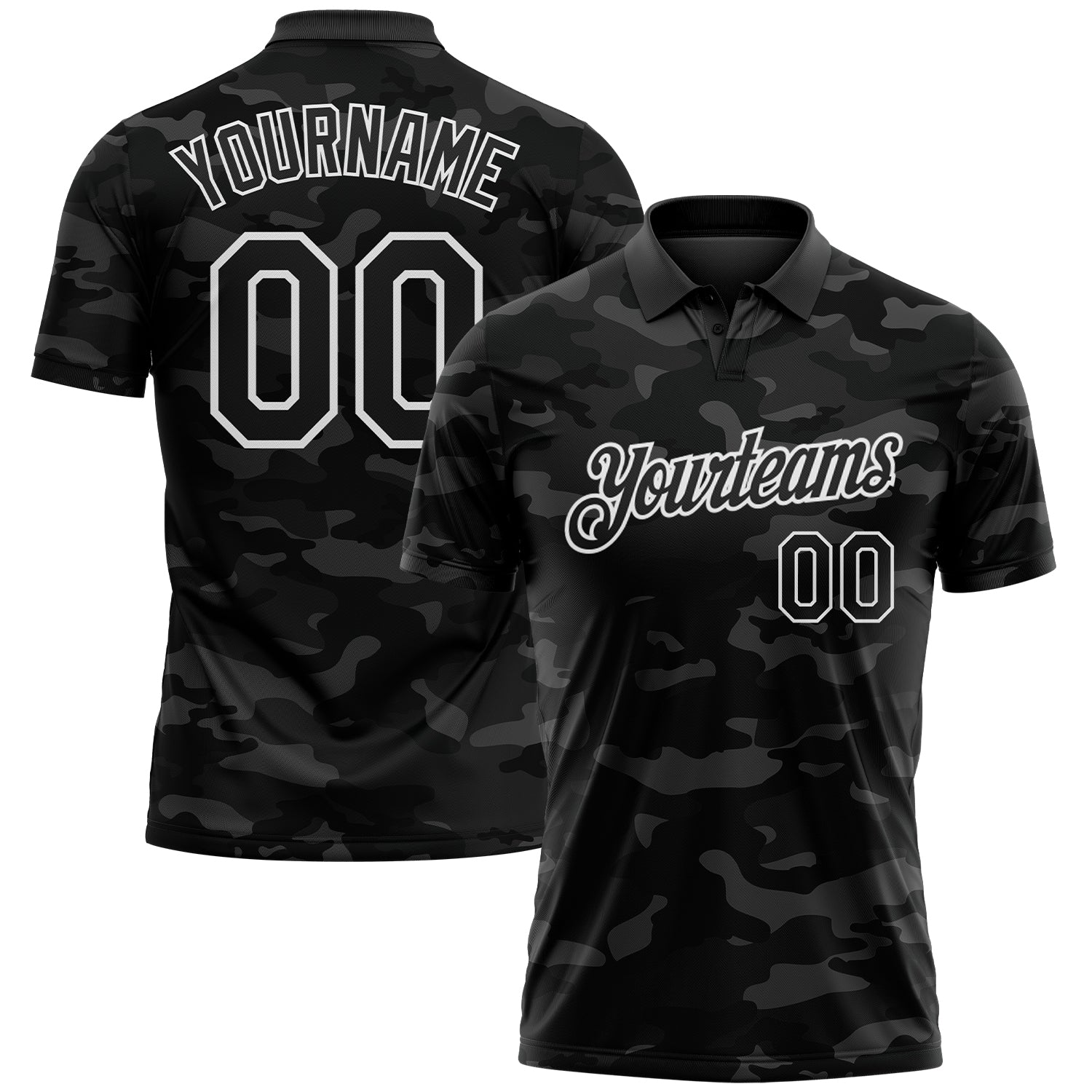 Custom Camo Black-White Camo Salute To Service Performance Polo Shirt