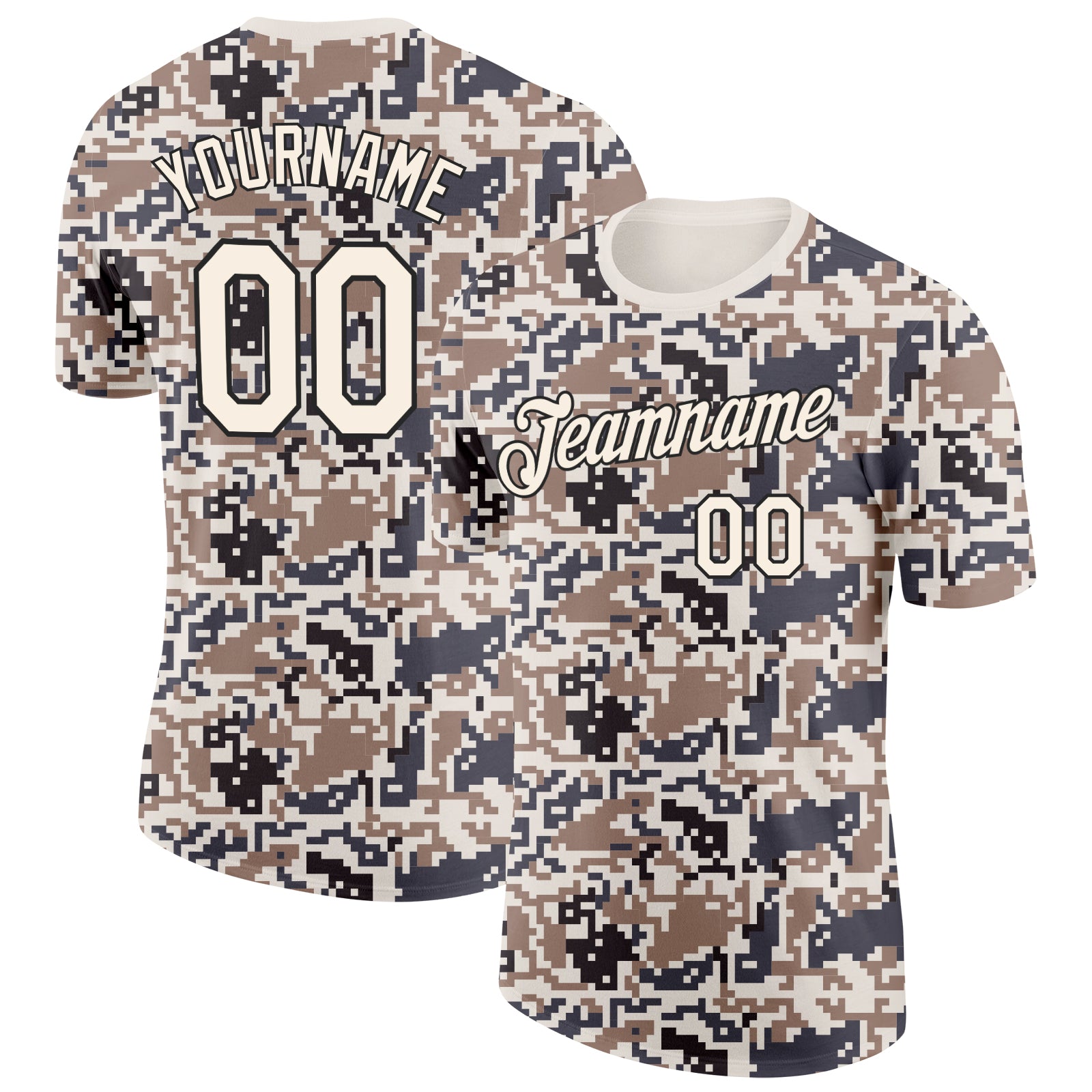 Custom Camo Cream-Black Urban Digital Camouflage Salute To Service Performance T-Shirt