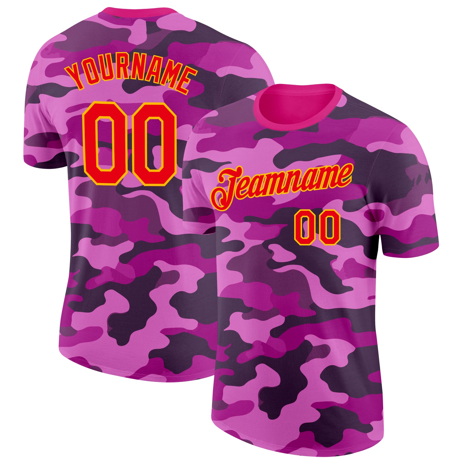 Custom Camo Fire Red-Gold Wave Camouflage Salute To Service Performance T-Shirt