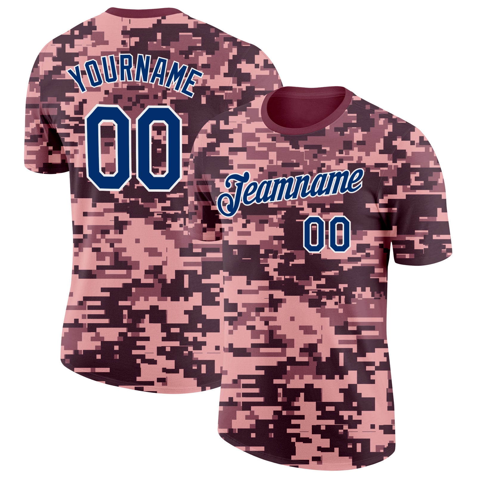 Custom Camo Navy-White Digital Camouflage Pixel Salute To Service Performance T-Shirt