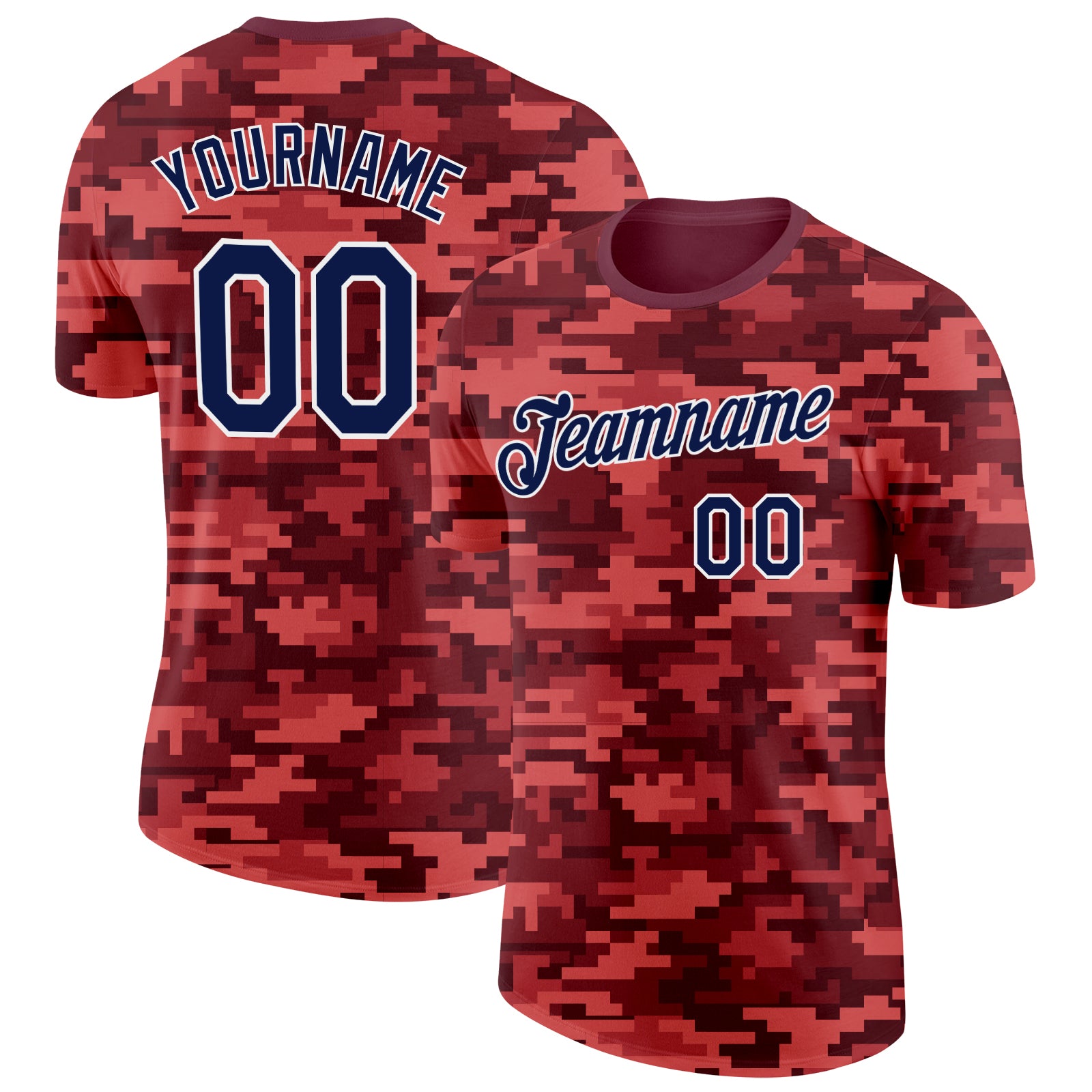 Custom Camo Navy-White Fire Magma Digital Camouflage Pixel Salute To Service Performance T-Shirt