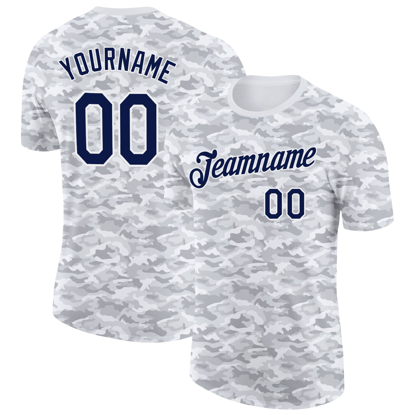 Custom Camo Navy-White Wave Digital Camouflage Pixel Salute To Service Performance T-Shirt