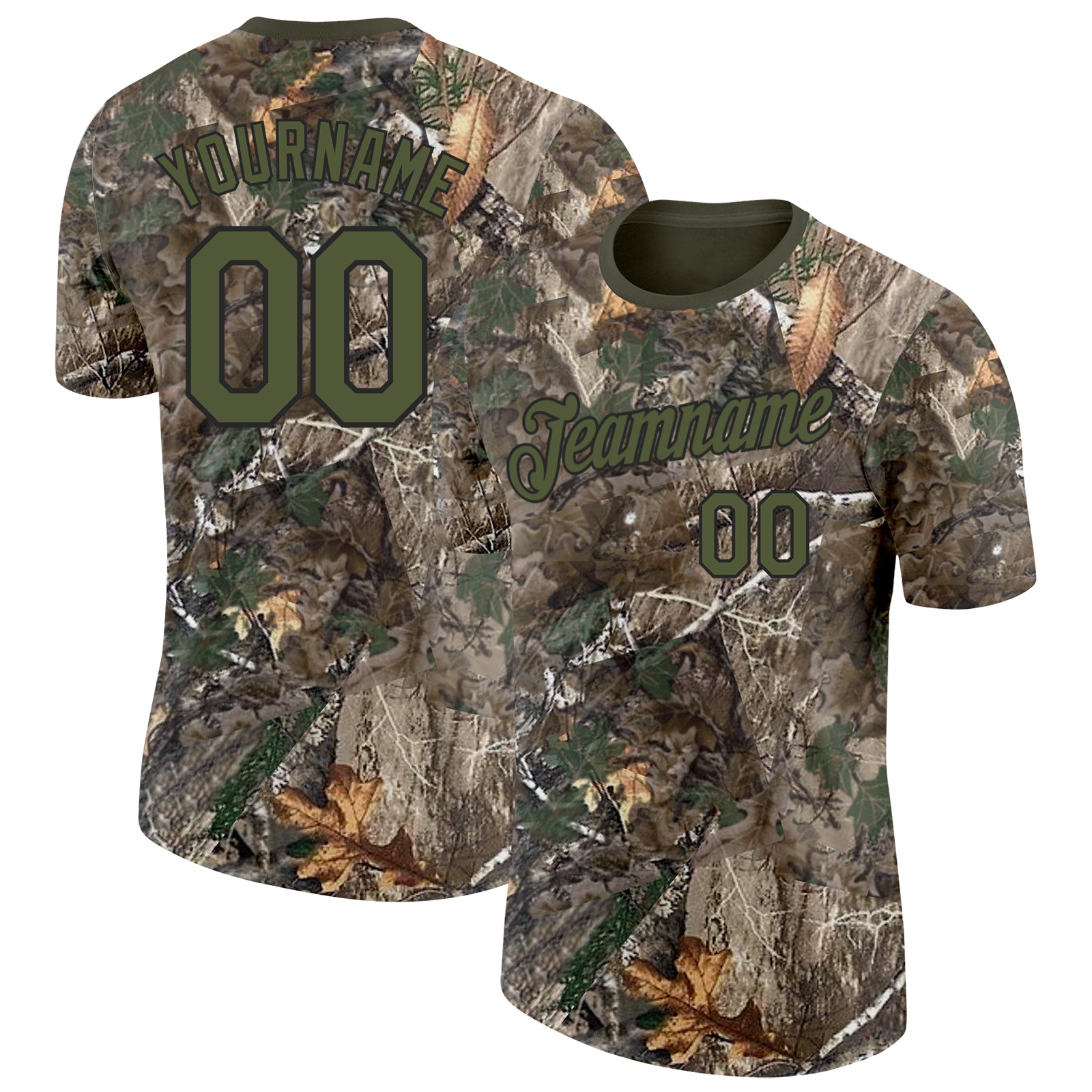 Custom Camo Olive-Black Woodland Camouflage Salute To Service Performance T-Shirt