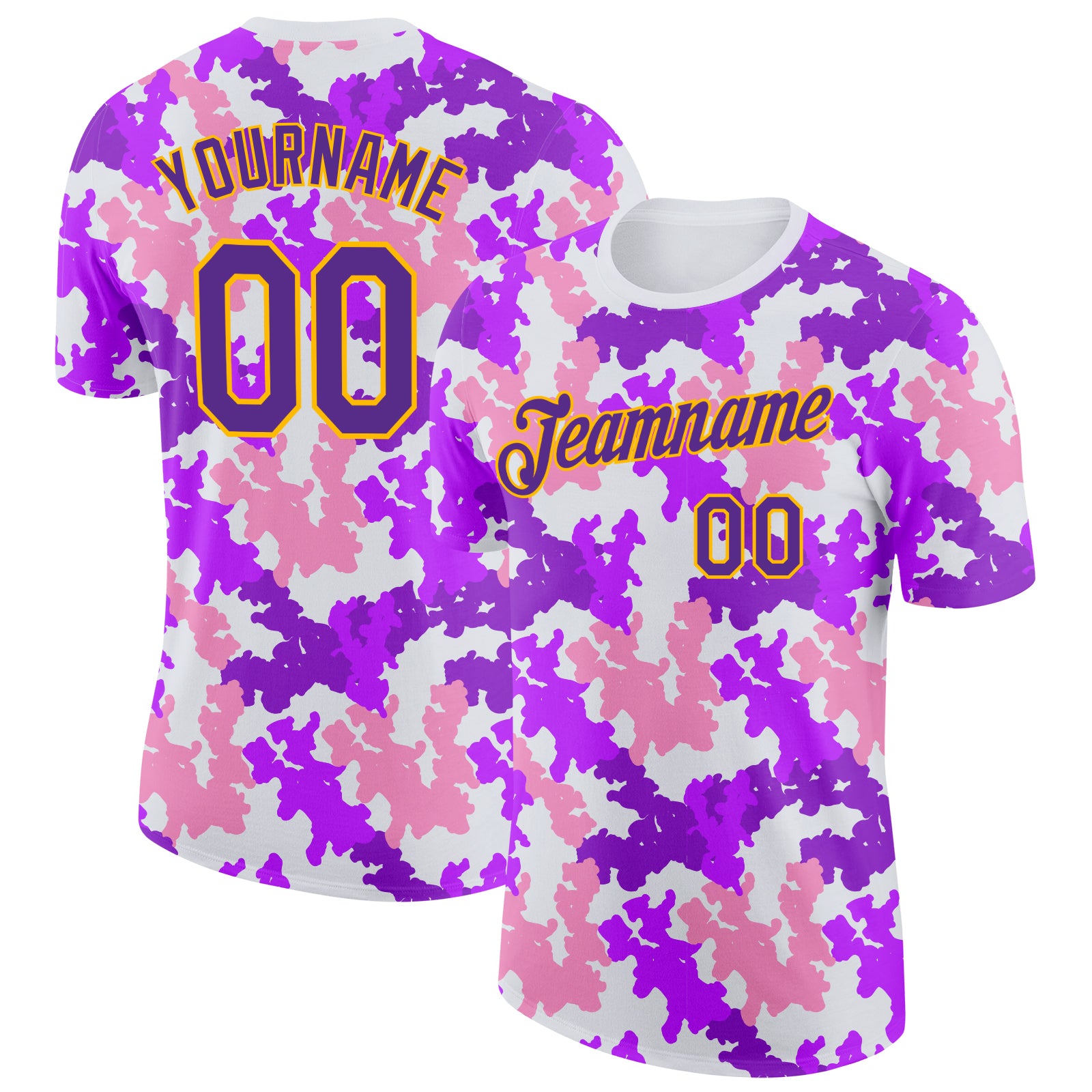 Custom Camo Purple-Gold Digital Camouflage Salute To Service Performance T-Shirt