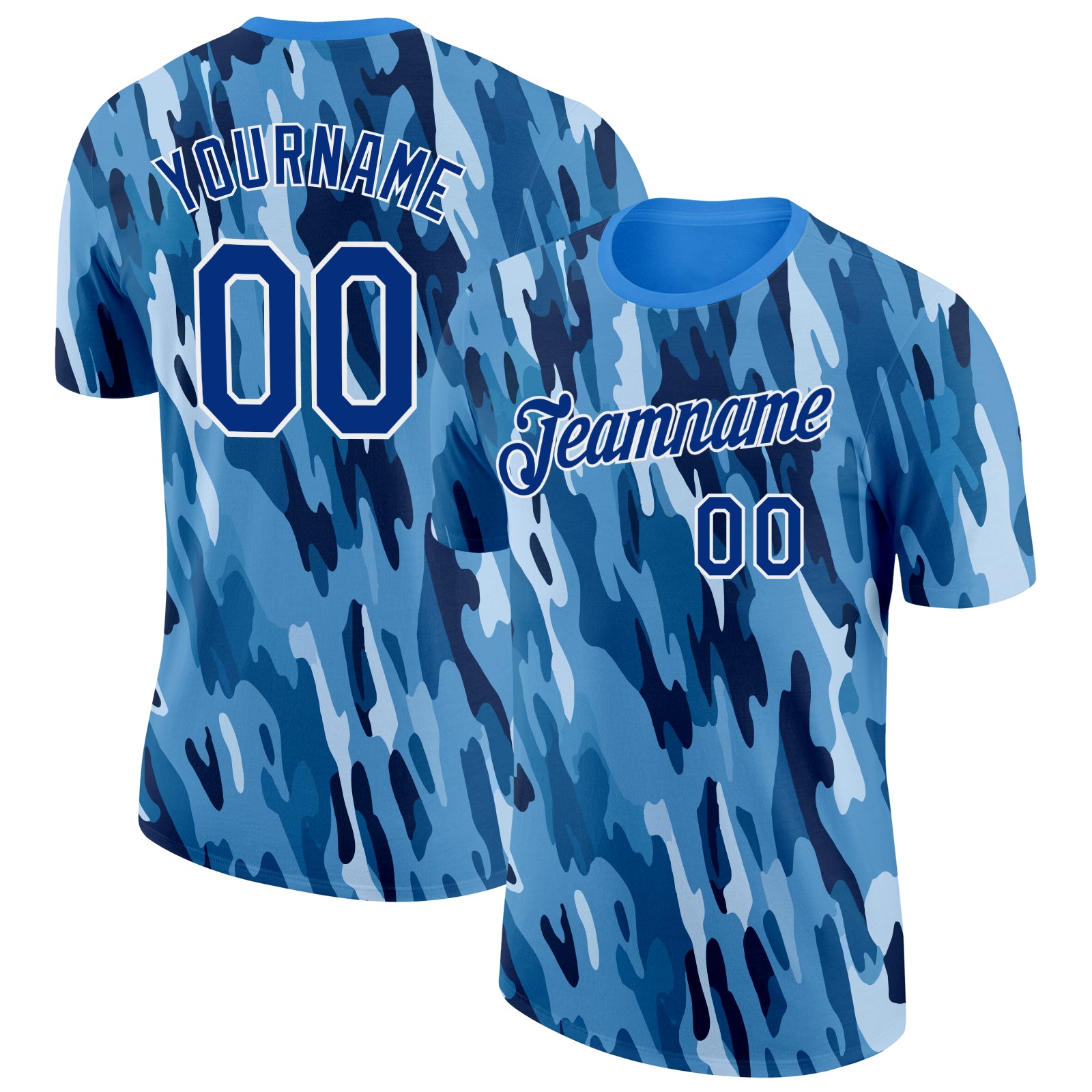 Custom Camo Royal-White Digital Camouflage Pixel Salute To Service Performance T-Shirt