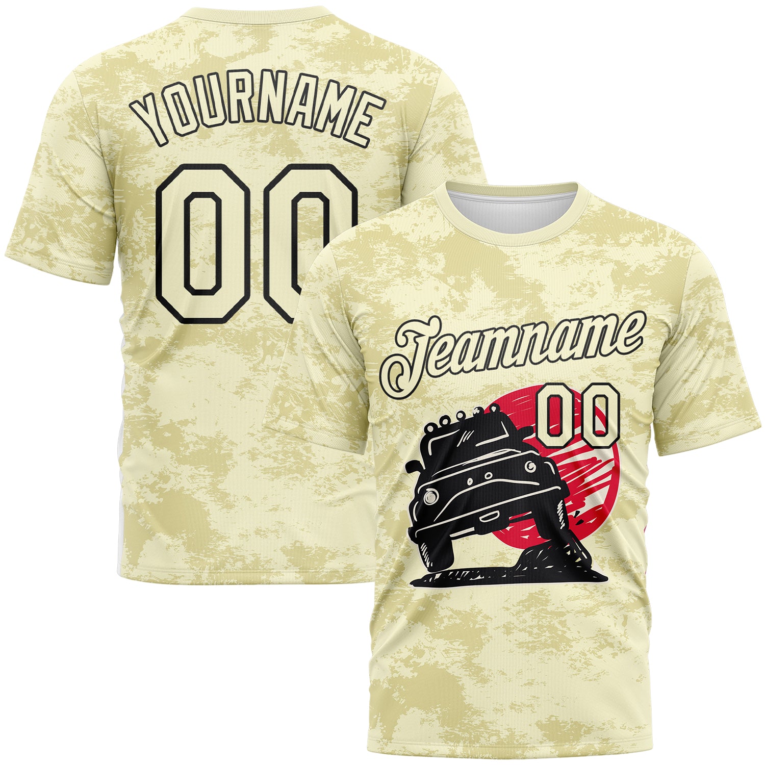 Custom City Cream-Black 3D Pattern Concept Adventure Off Road Performance T-Shirt