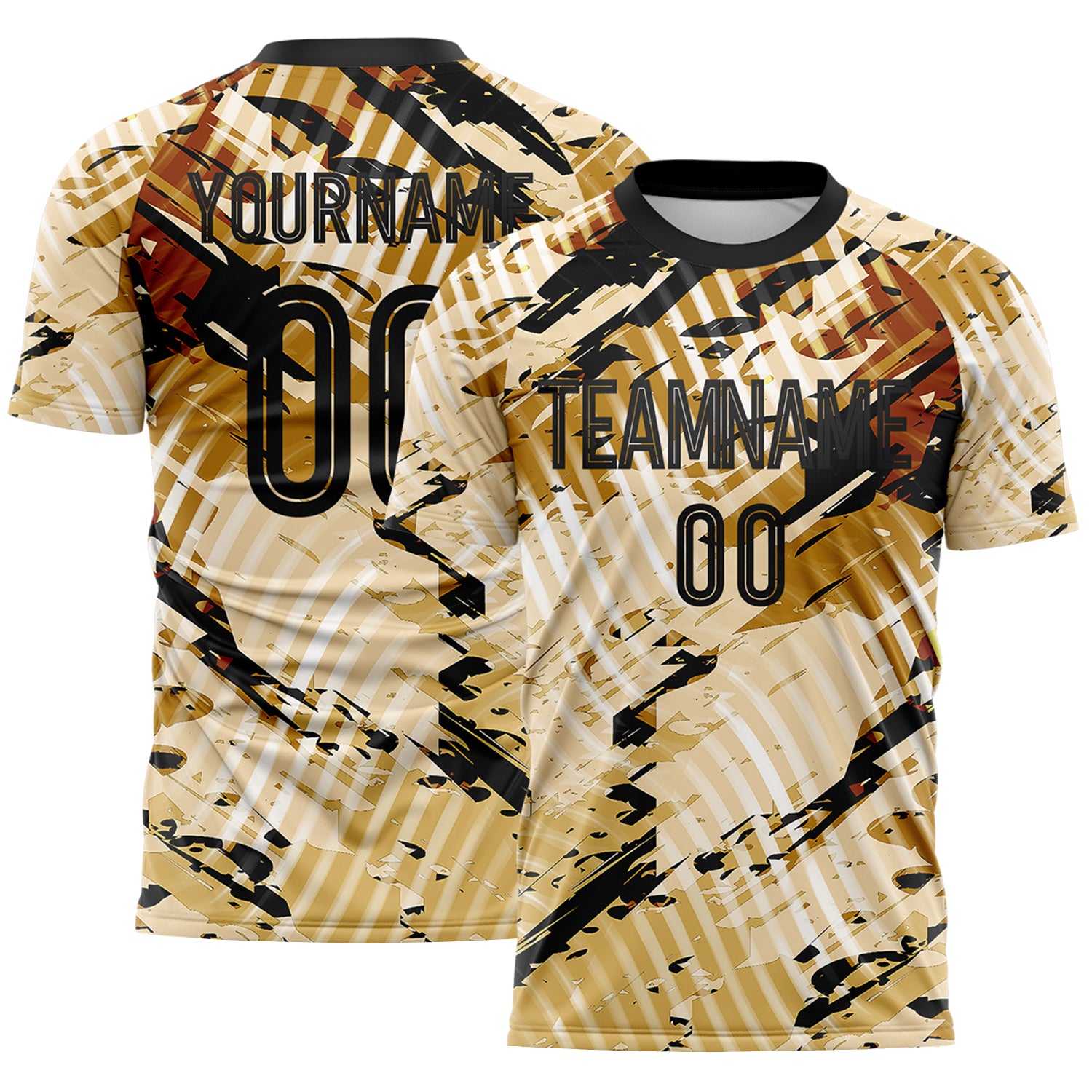 Custom Cream-Black Abstract Swirl Wave Grunge Splatter Sublimation Soccer Uniform Jersey