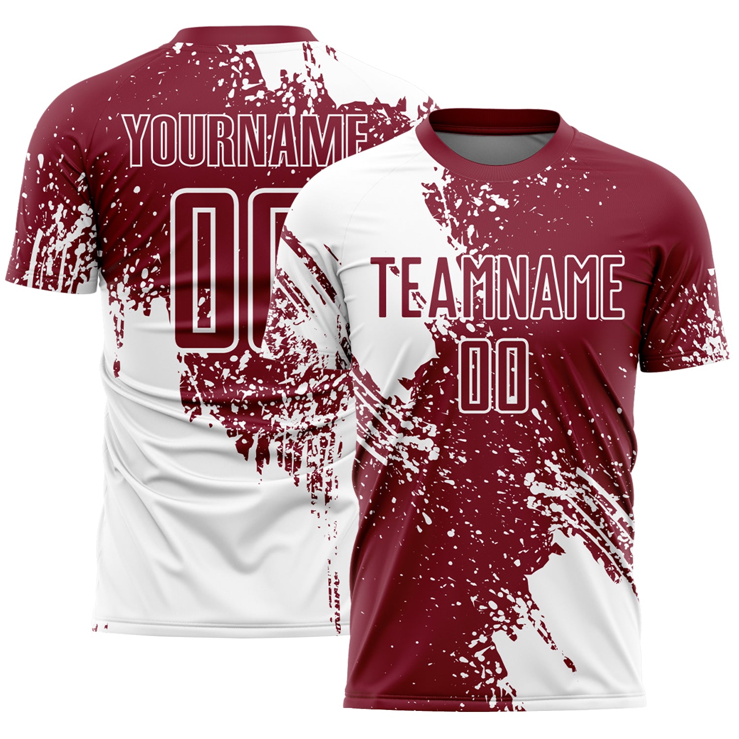 Custom Crimson White Abstract Brush Stroke Sports Sublimation Soccer Uniform Jersey