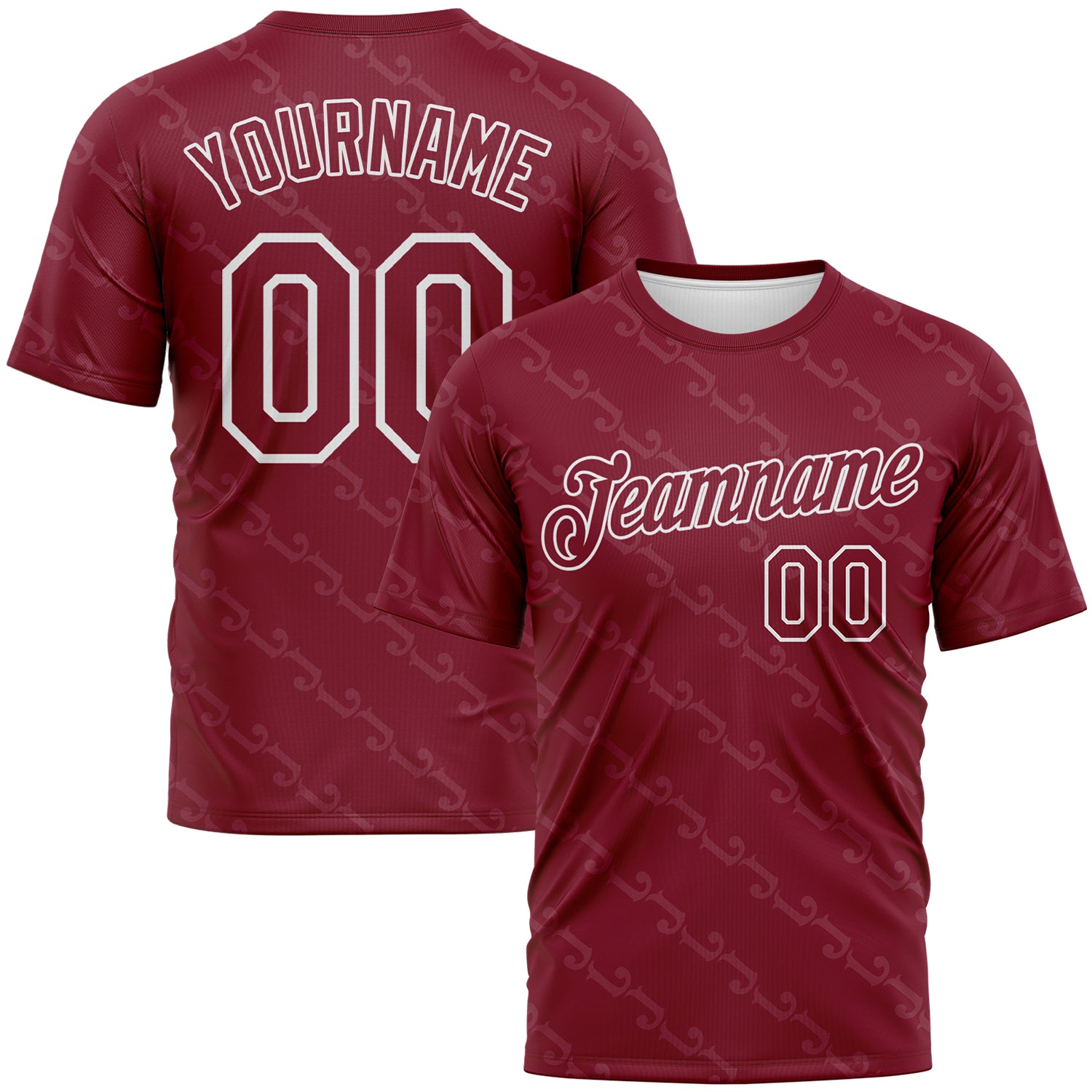 Custom Crimson-White Subtle Tonal Print Sportswear Performance T-Shirt