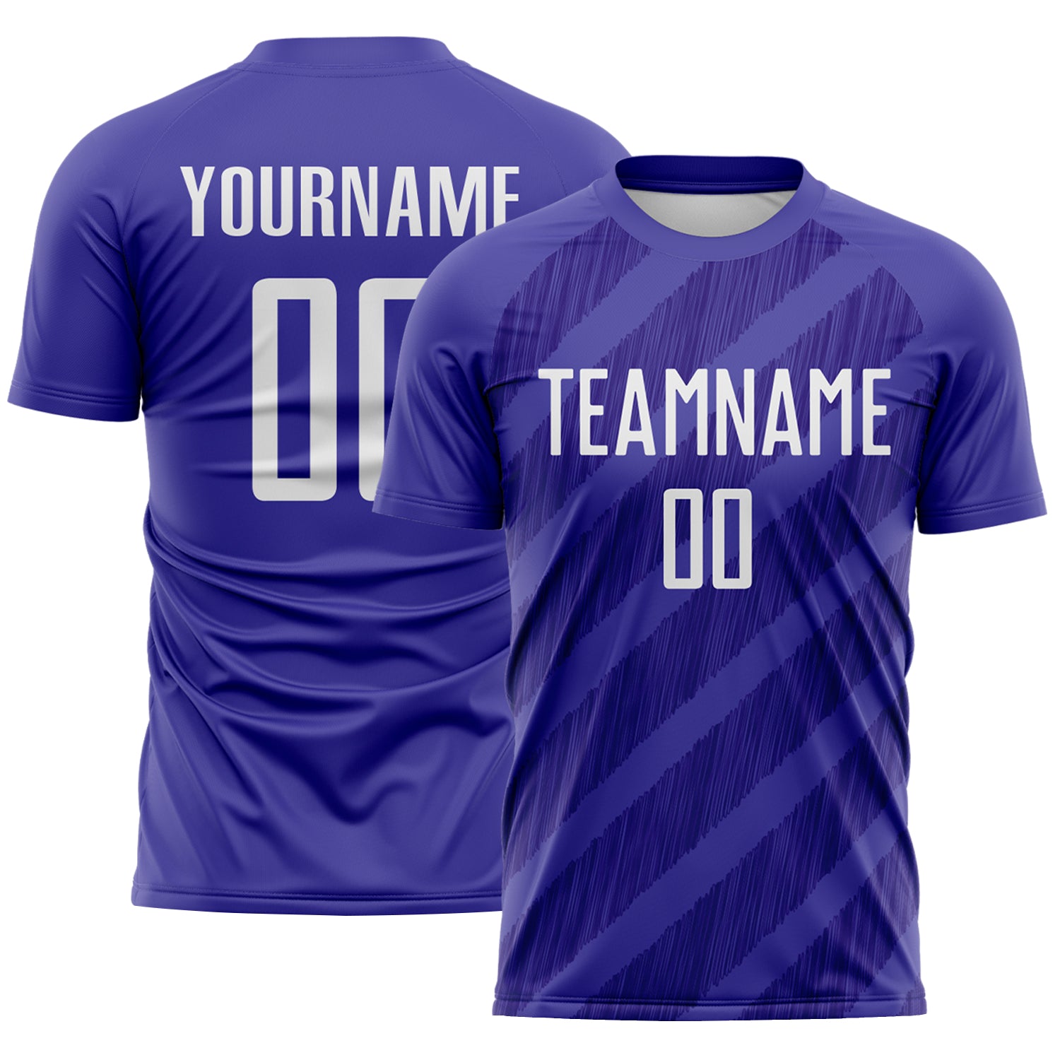 Custom Dark Purple-White Diagonal Stripes Sublimation Soccer Uniform Jersey
