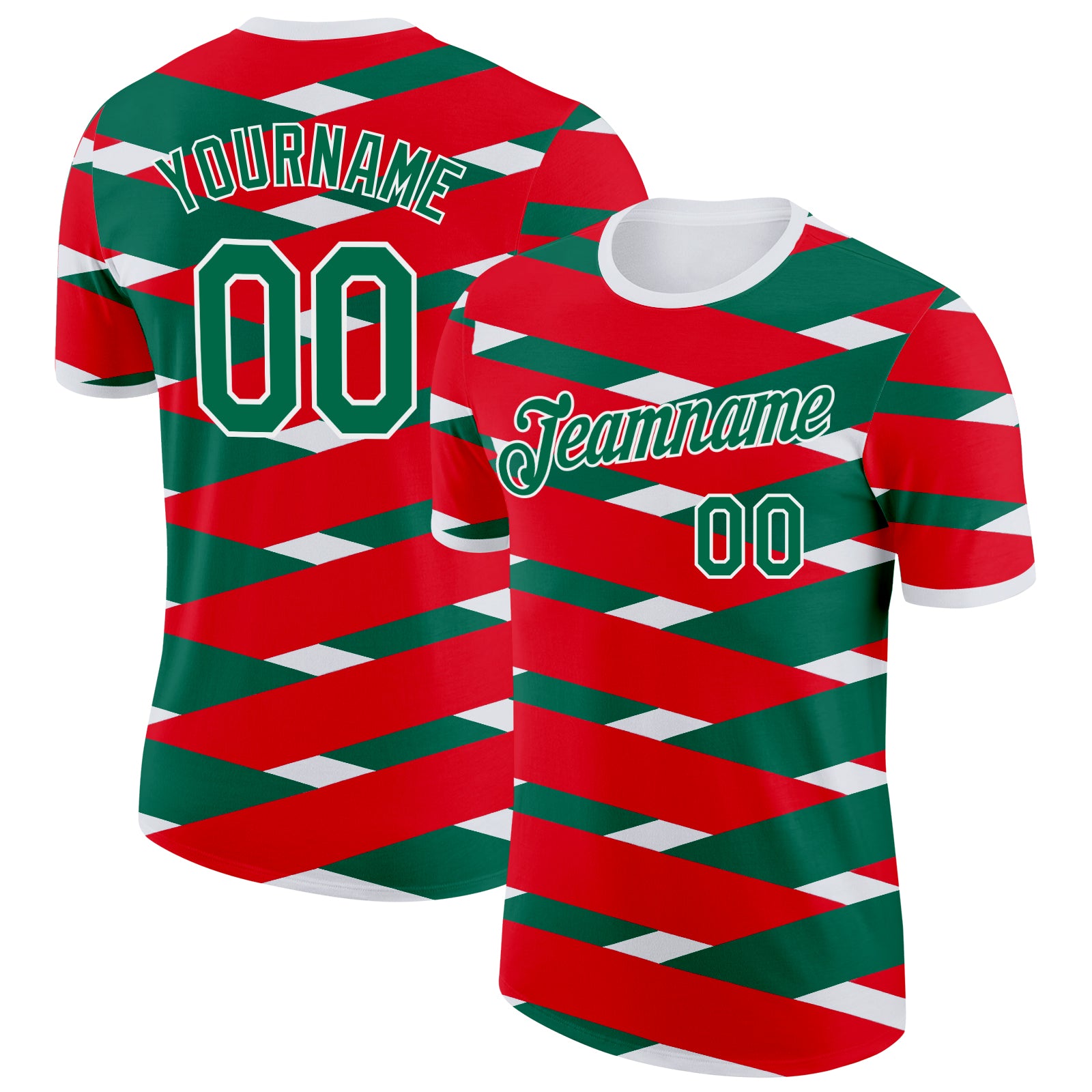 Custom Fire Red Kelly Green-White Mexico Performance T-Shirt