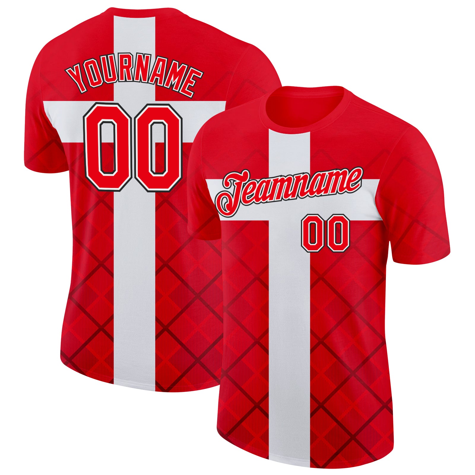 Custom Fire Red White Switzerland Cross Performance T-Shirt
