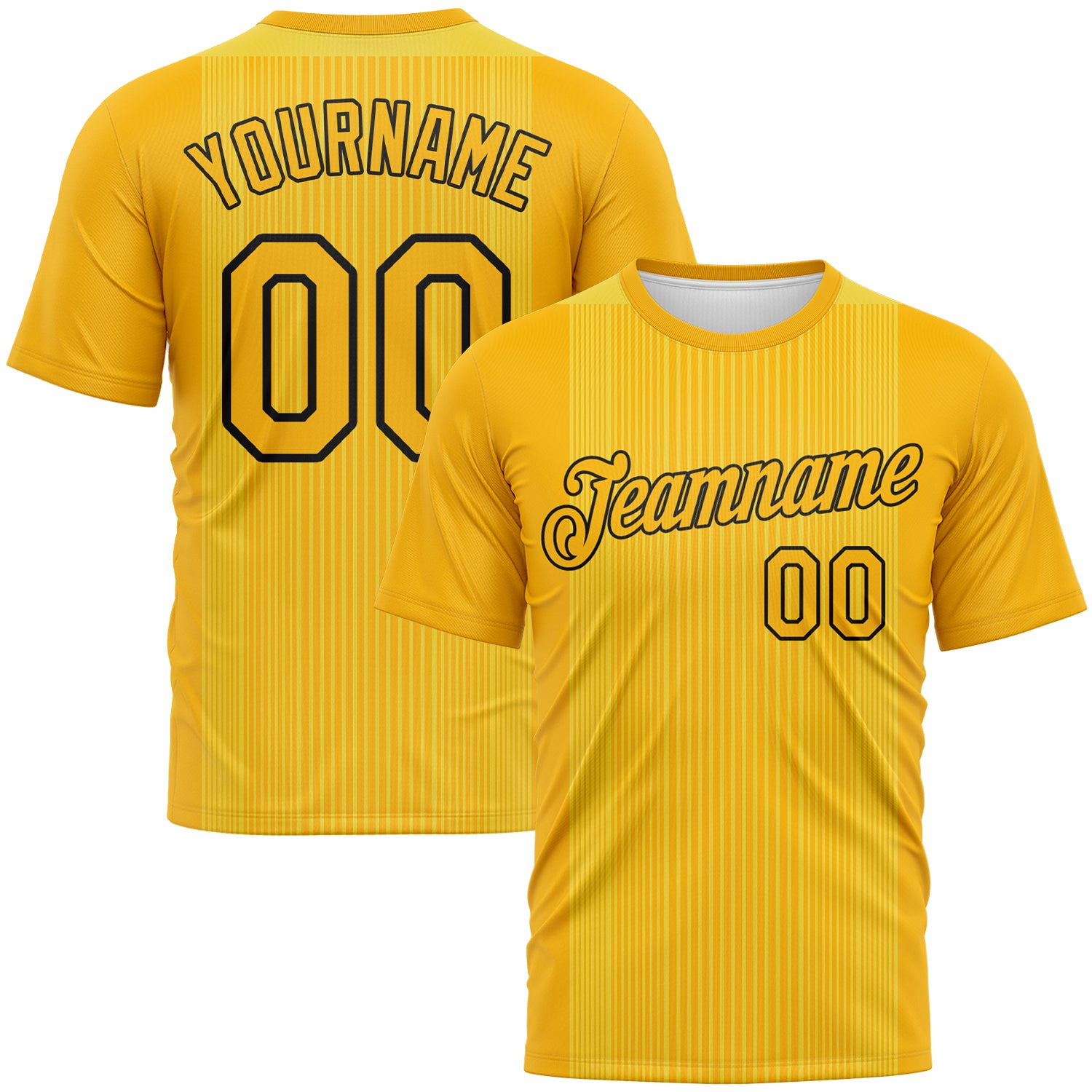 Custom Gold-Black 3D Pattern Vertical Stripe Performance T-Shirt