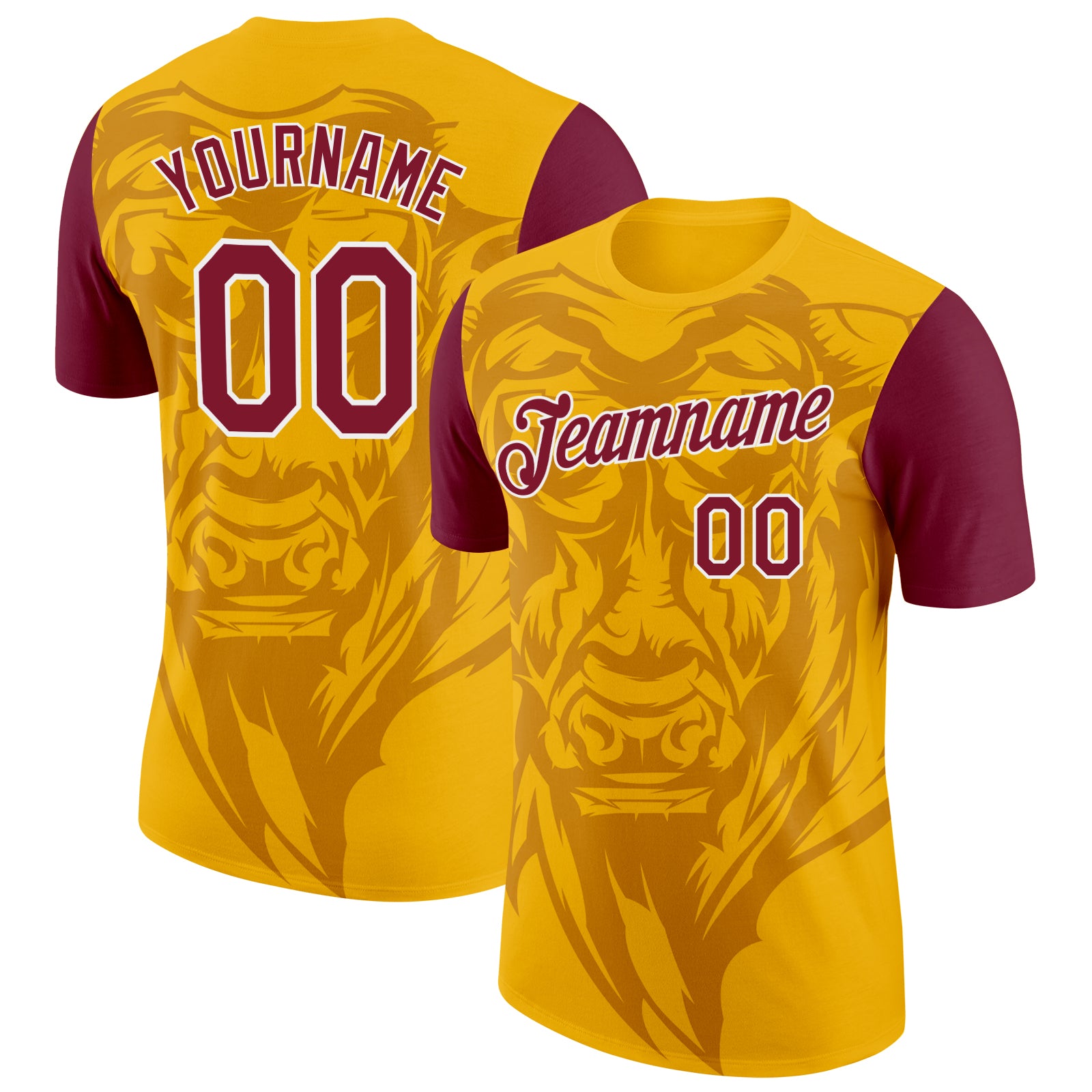 Custom Gold Crimson-White Spain OX Performance T-Shirt