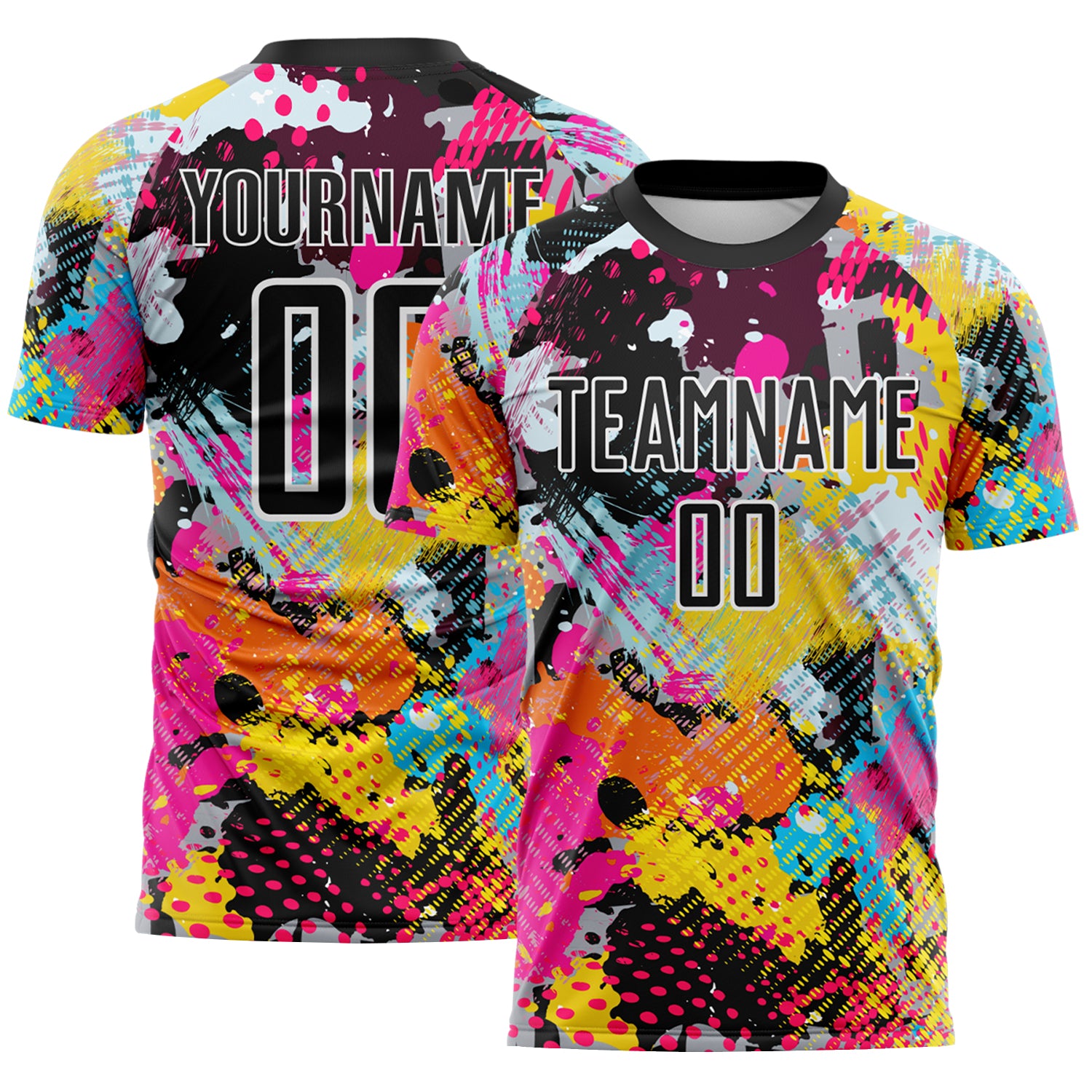 Custom Graffiti Pattern Black White-Panther Blue Paint Splatter Sublimation Soccer Uniform Jersey