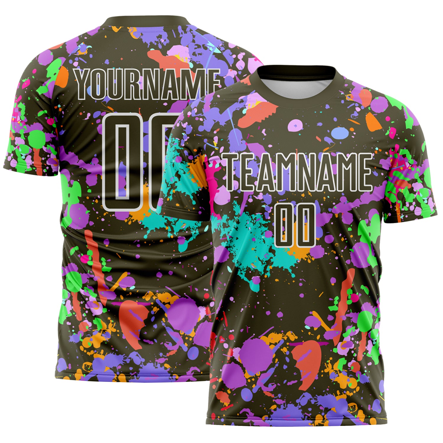 Custom Graffiti Pattern Olive-White Paint Splatter Sublimation Soccer Uniform Jersey